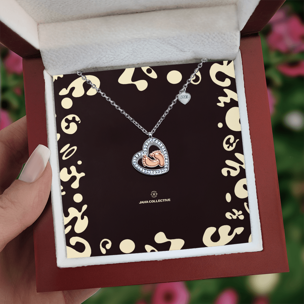 Adorn'd Baby Feet Heart Necklace