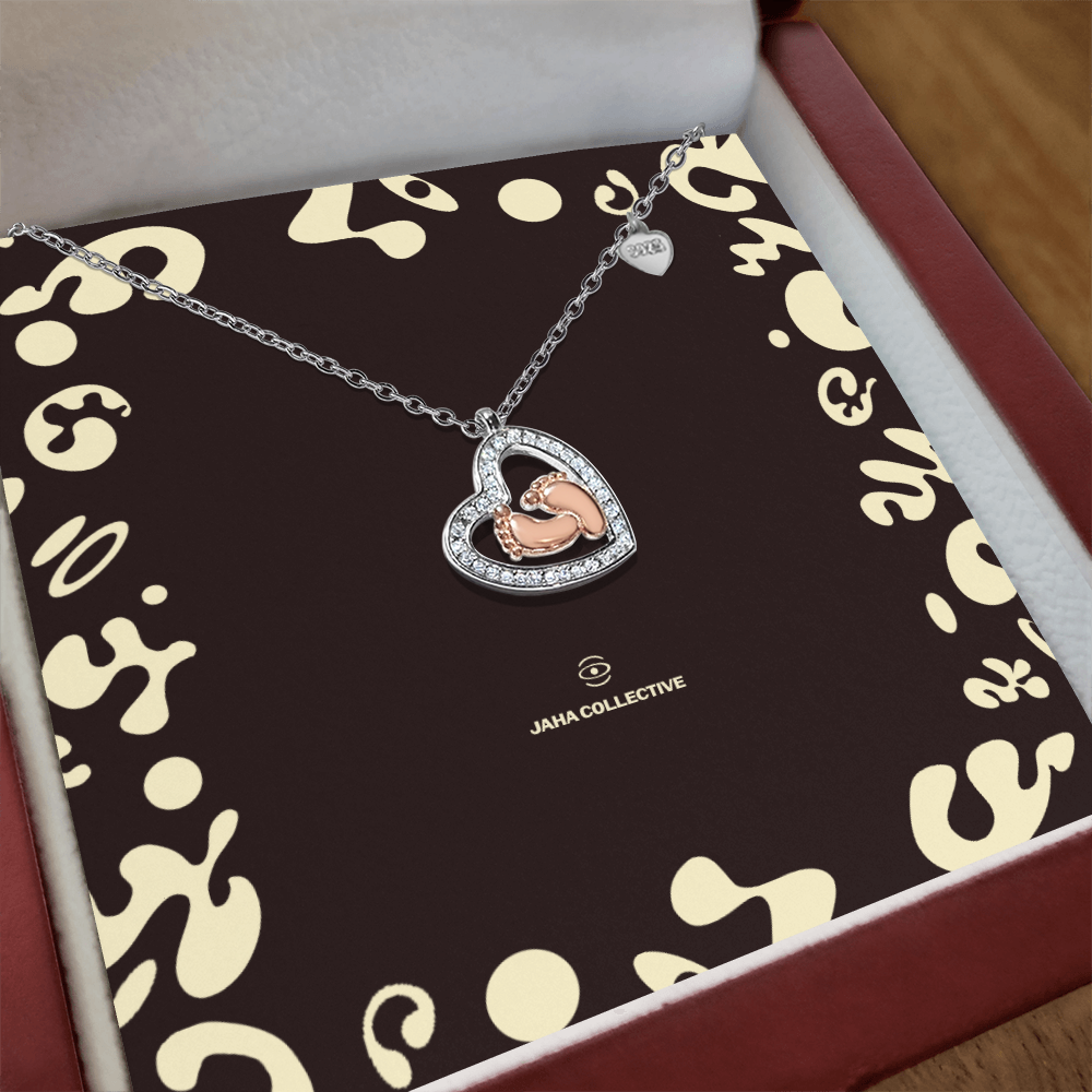 Adorn'd Baby Feet Heart Necklace