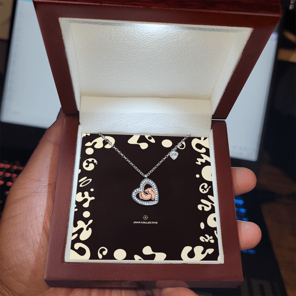 Adorn'd Baby Feet Heart Necklace
