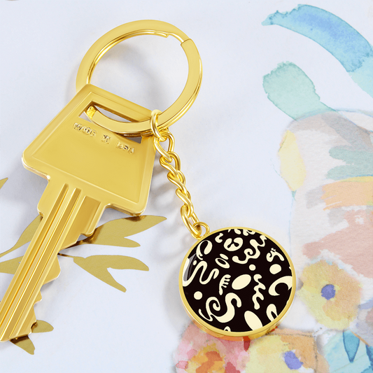Pure Imagination Graphic Circle Keychain - 18K Gold