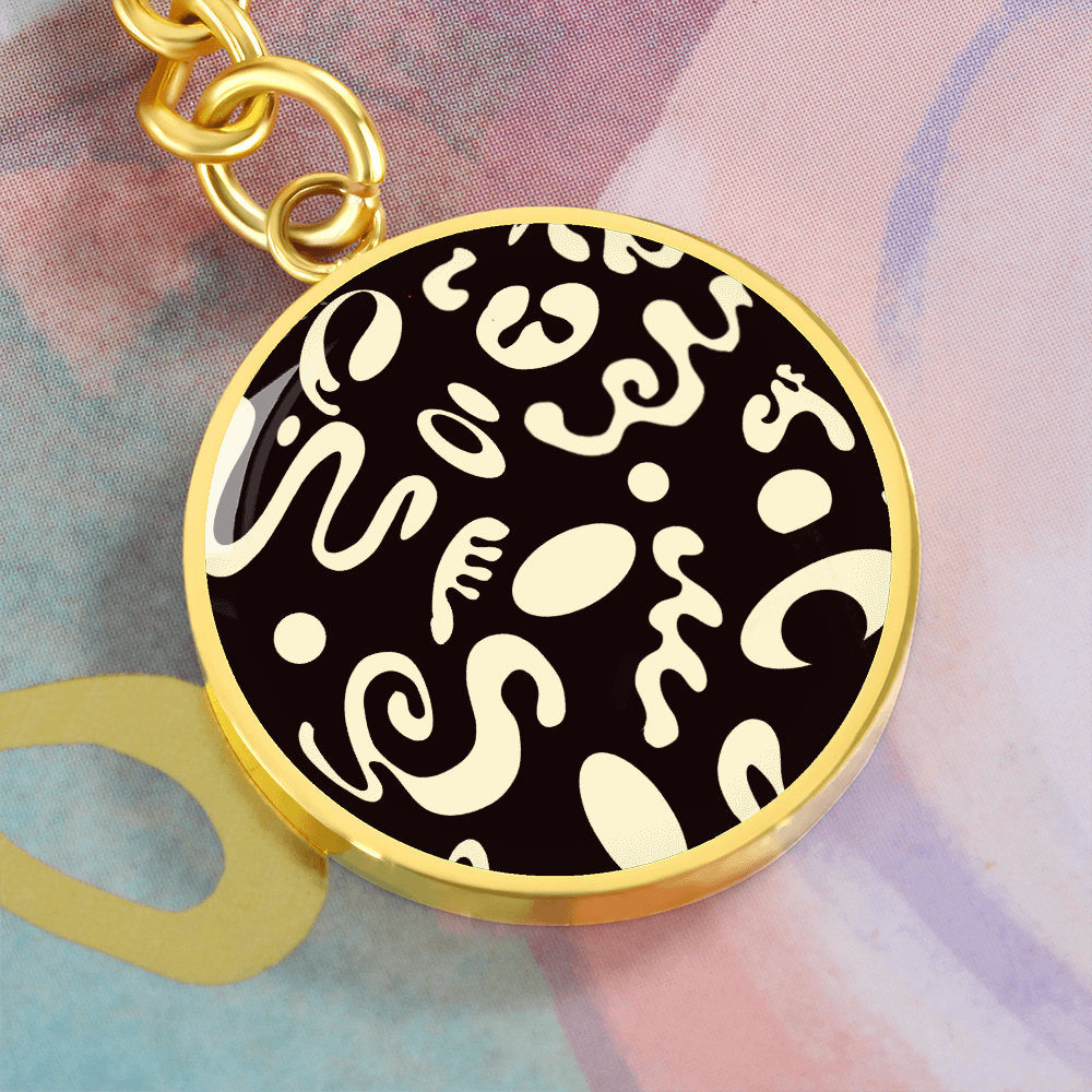 Pure Imagination Graphic Circle Keychain - 18K Gold