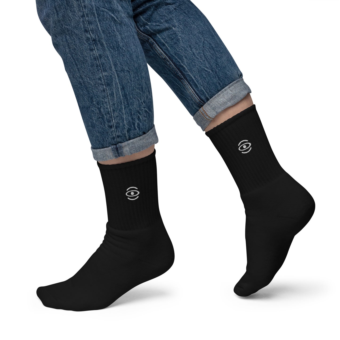 Jaha Logo Embroidered Minimalist Socks - Starlight White