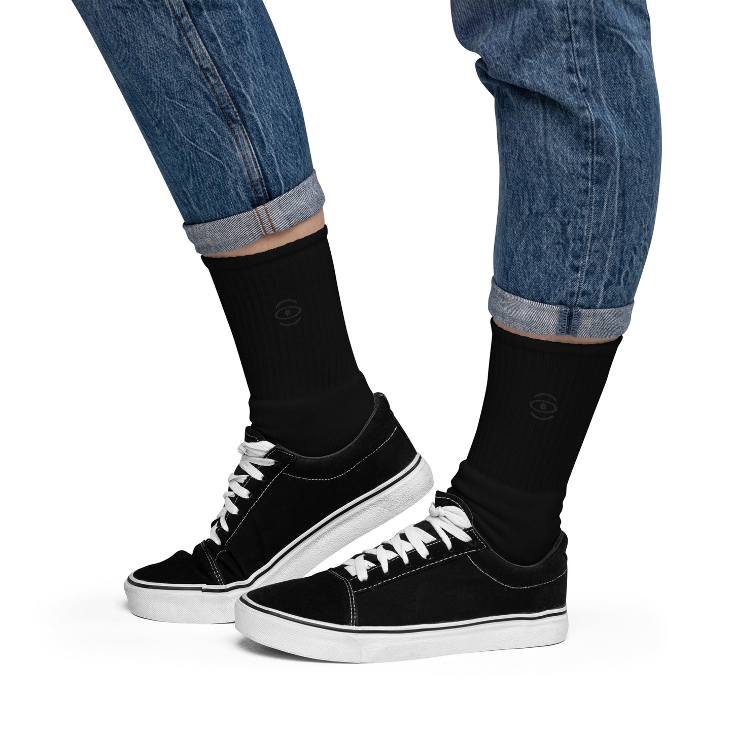 Jaha Logo Embroidered Minimalist Socks - Smoke Signal Black
