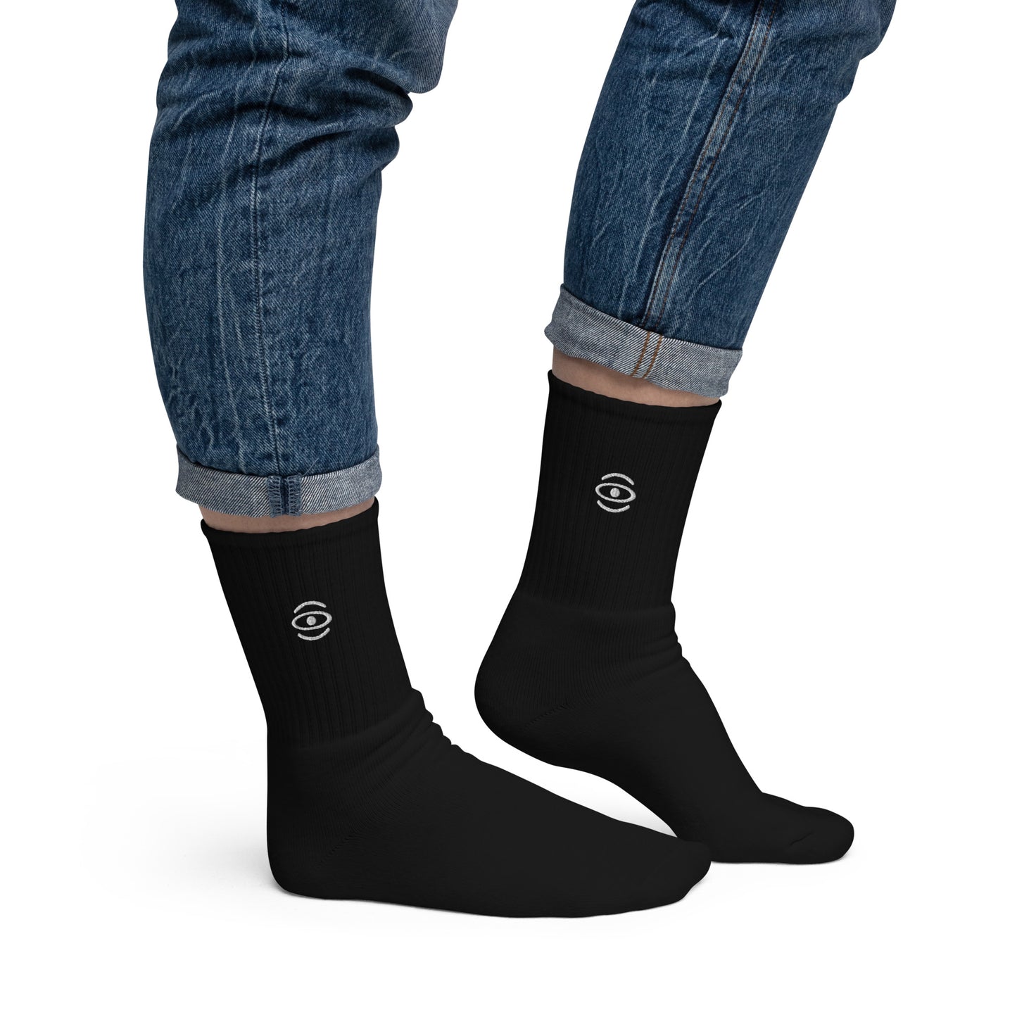 Jaha Logo Embroidered Minimalist Socks - Starlight White