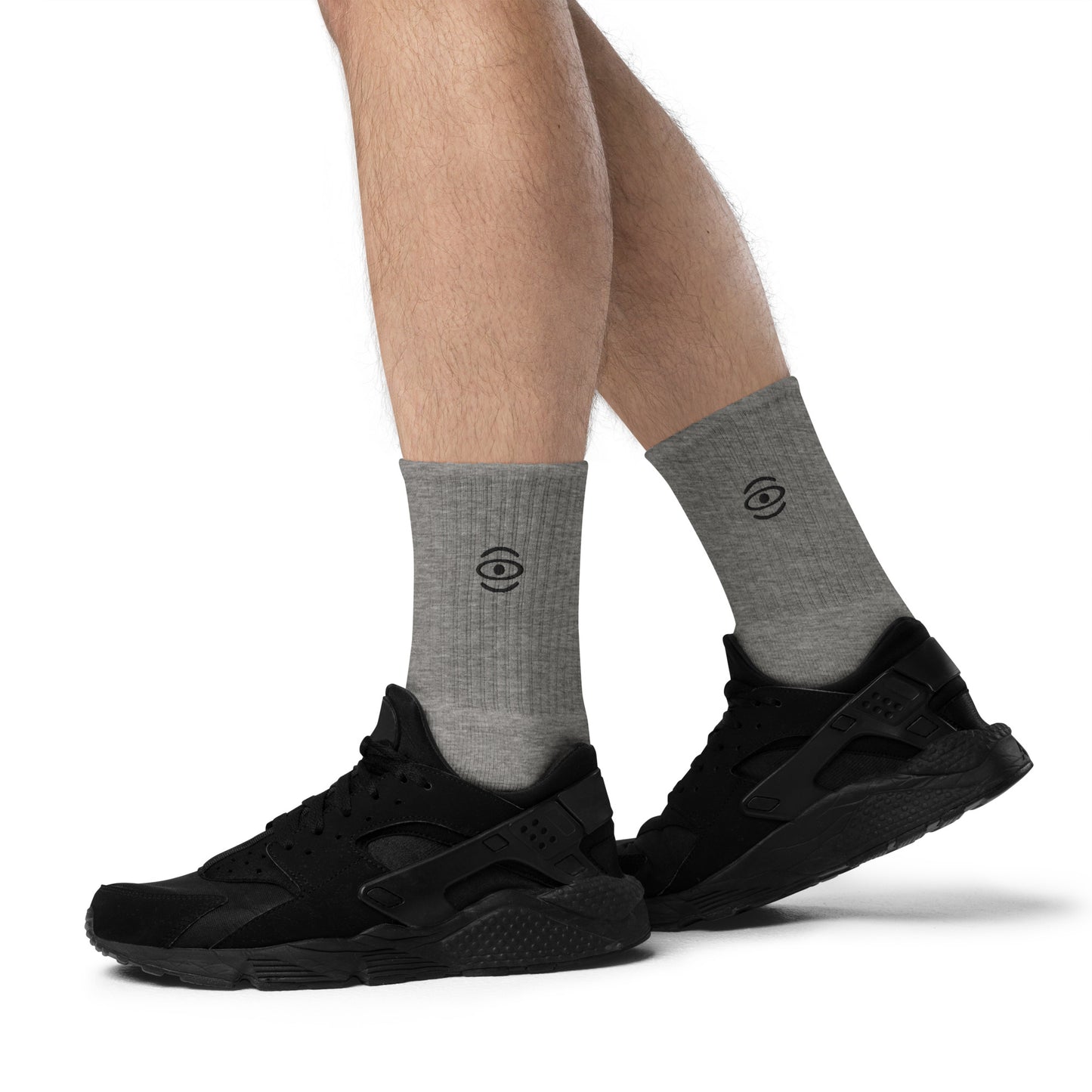 Jaha Logo Embroidered Minimalist Socks - Smoke Signal Black