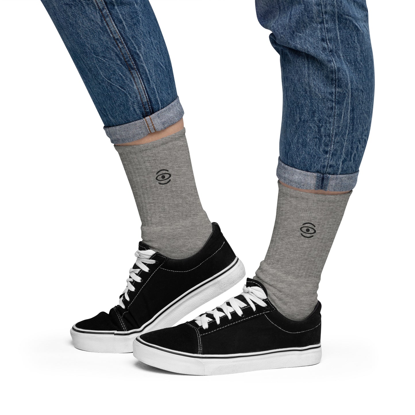 Jaha Logo Embroidered Minimalist Socks - Smoke Signal Black