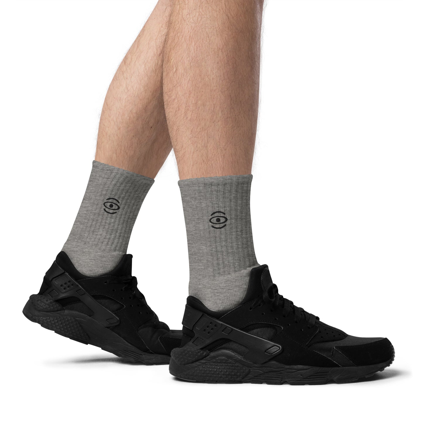 Jaha Logo Embroidered Minimalist Socks - Smoke Signal Black