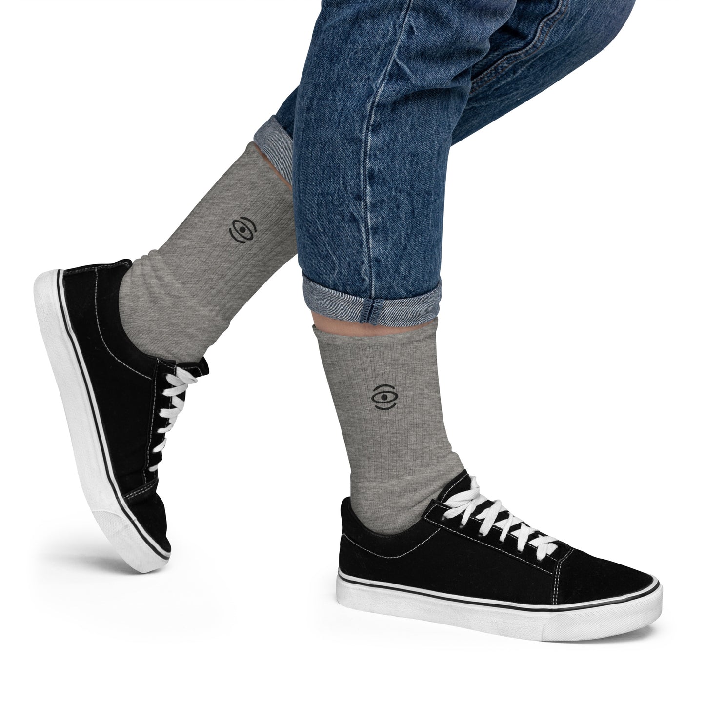 Jaha Logo Embroidered Minimalist Socks - Smoke Signal Black