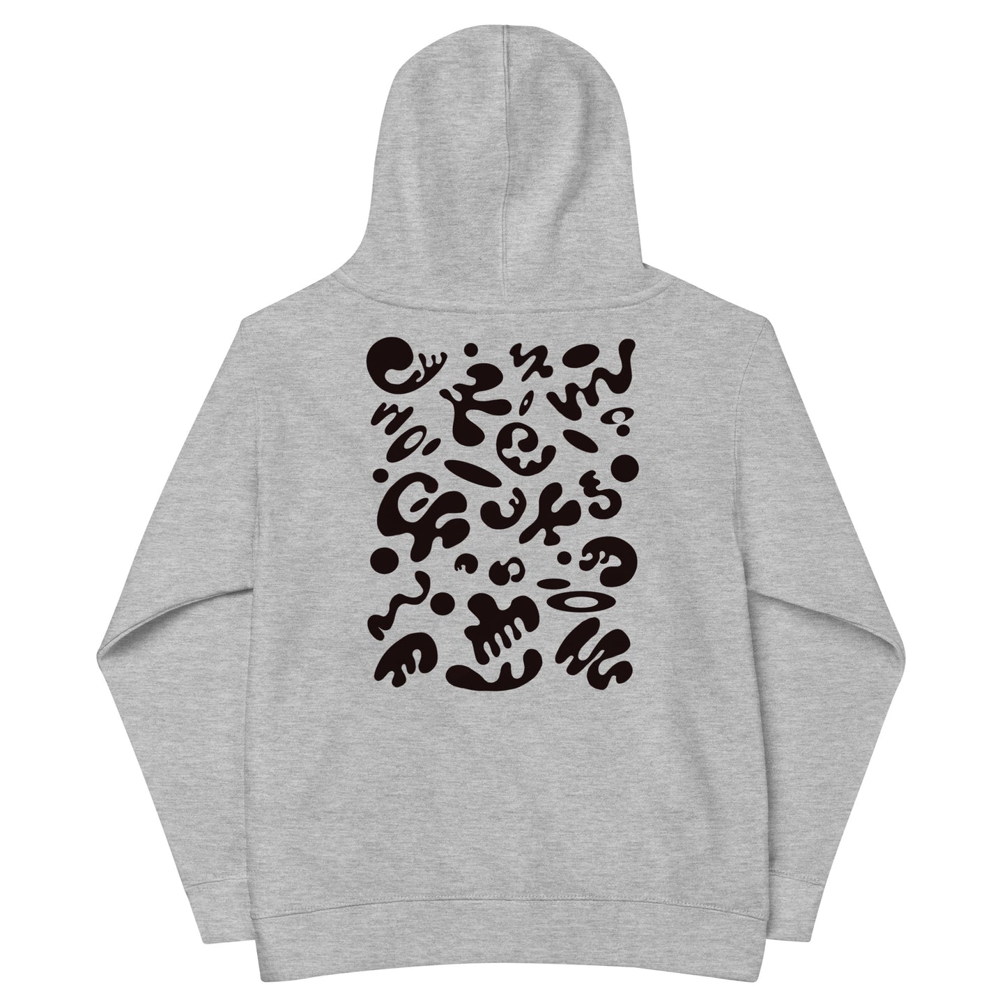 Adorn'd Kids Fleece Hoodie w Embroidered Front + Back Print - Smoke Signal Black