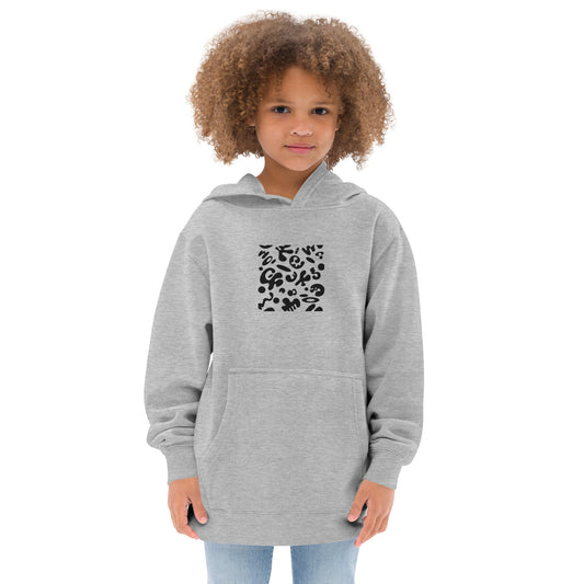Adorn'd Kids Fleece Hoodie w Embroidered Front + Back Print - Smoke Signal Black