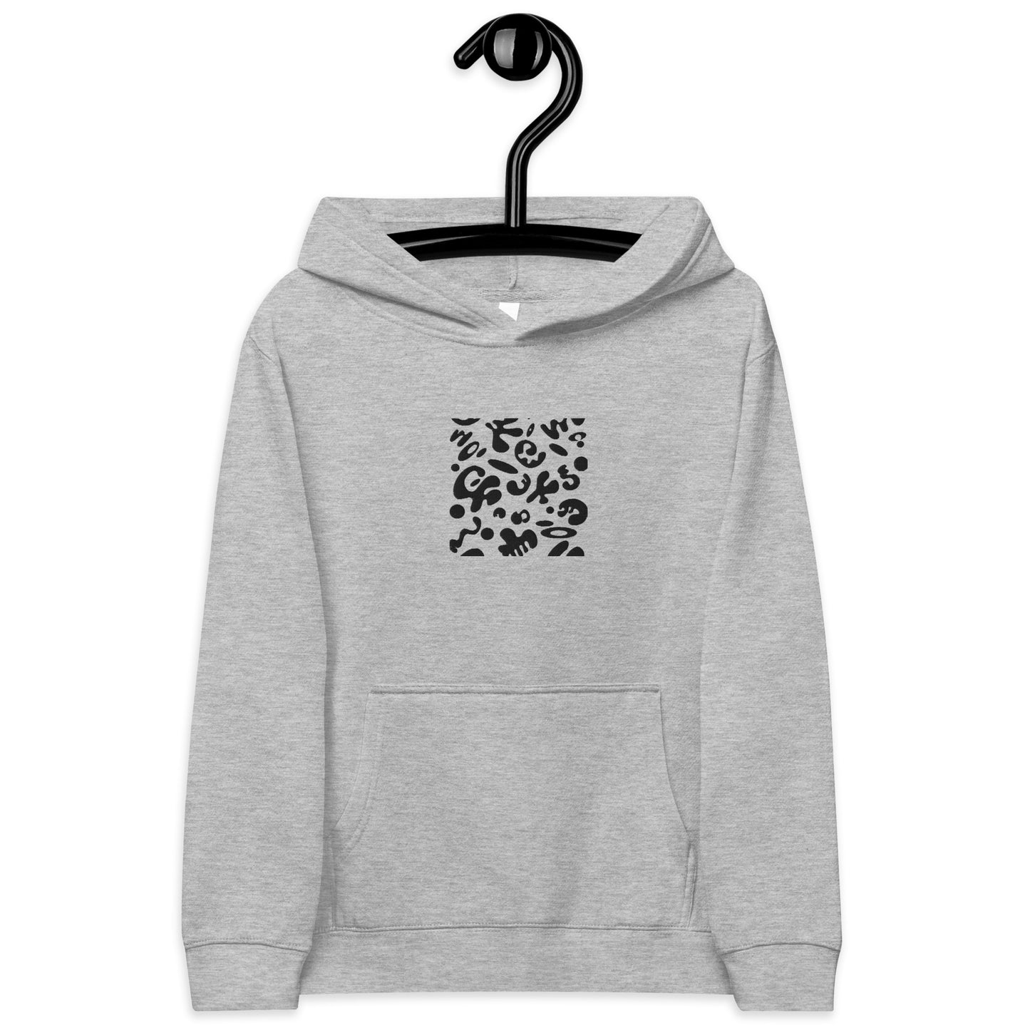 Adorn'd Kids Fleece Hoodie w Embroidered Front + Back Print - Smoke Signal Black