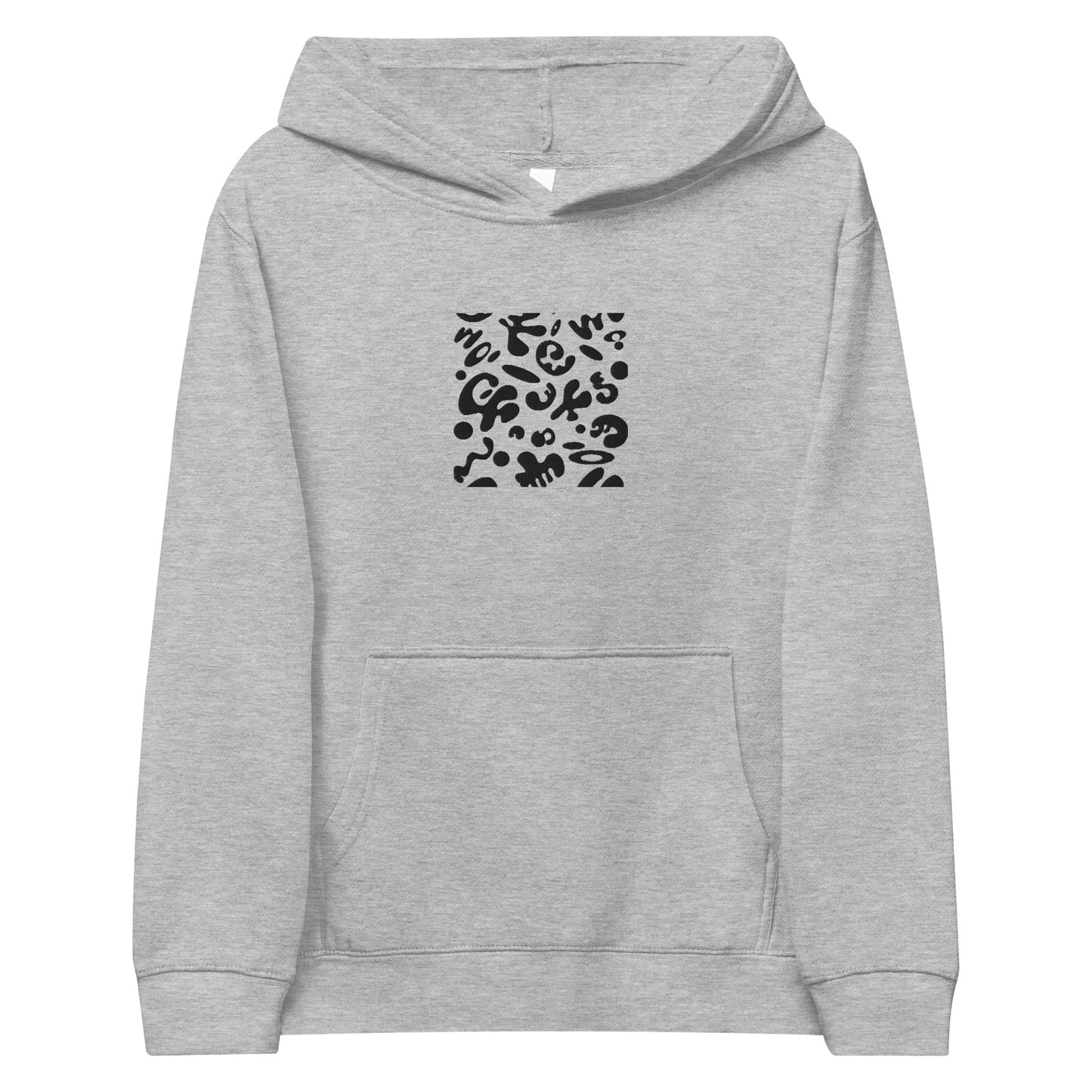 Adorn'd Kids Fleece Hoodie w Embroidered Front + Back Print - Smoke Signal Black