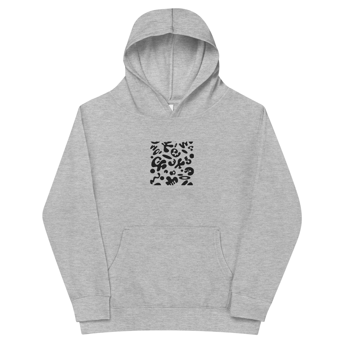 Adorn'd Kids Fleece Hoodie w Embroidered Front + Back Print - Smoke Signal Black