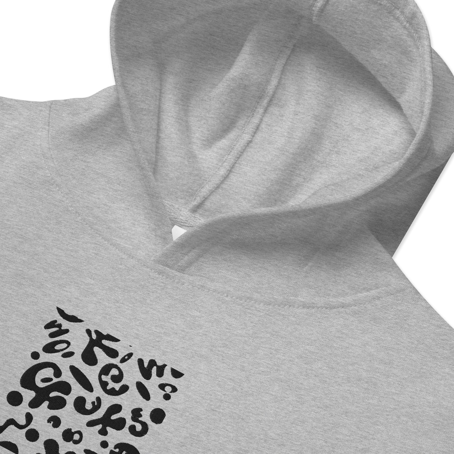 Adorn'd Kids Fleece Hoodie w Embroidered Front + Back Print - Smoke Signal Black