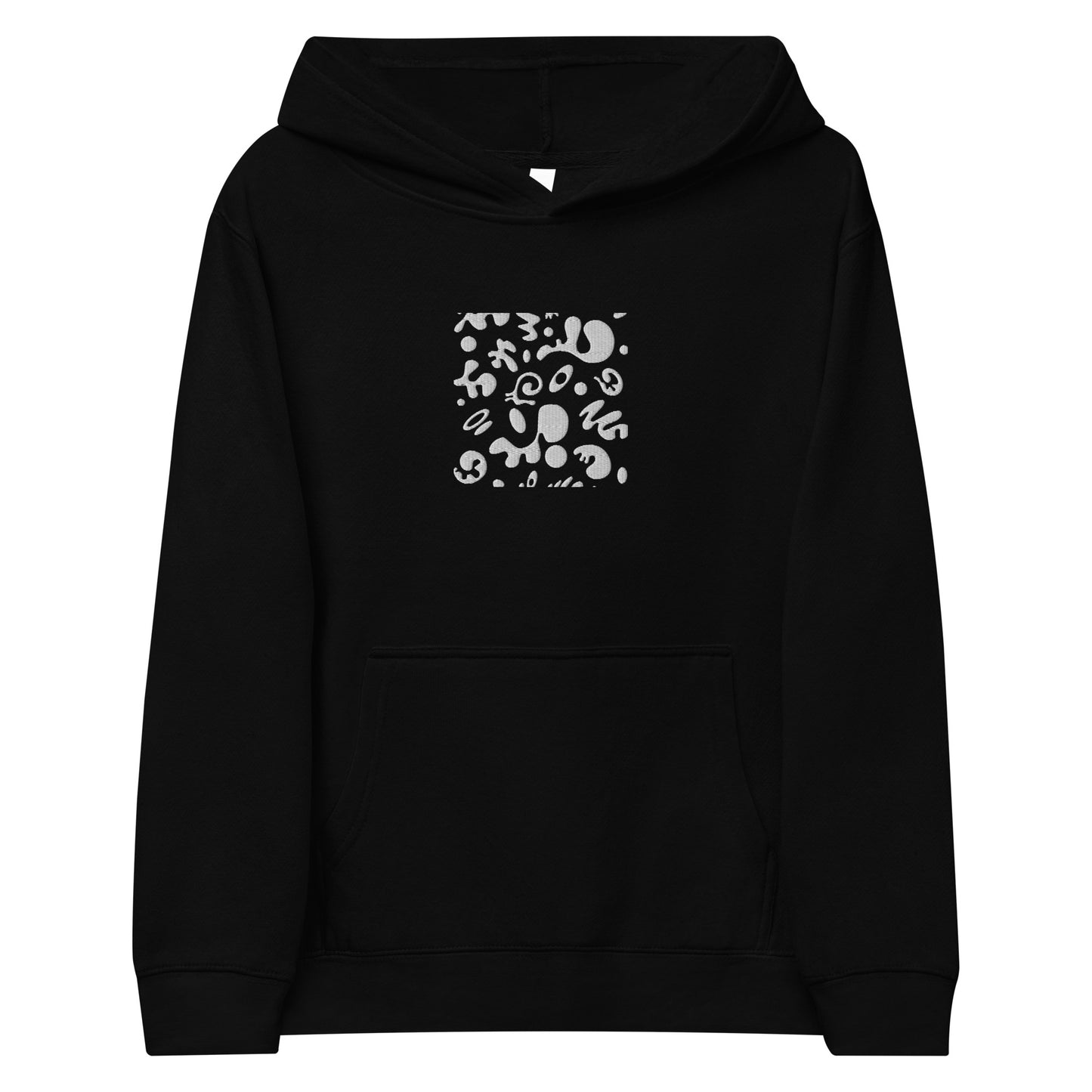 Adorn'd Kids Fleece Hoodie w Embroidered Front + Back Print - Starlight White