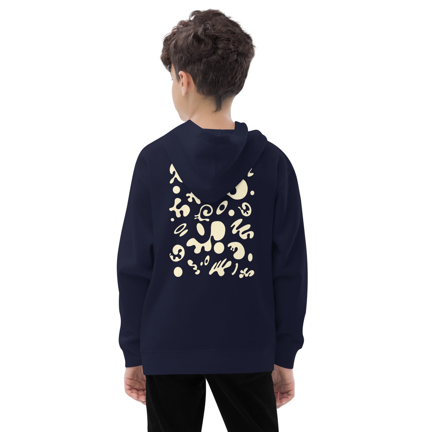 Adorn'd Kids Fleece Hoodie w Embroidered Front + Back Print - Starlight White