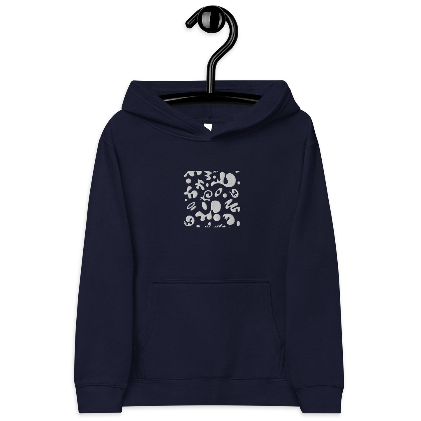 Adorn'd Kids Fleece Hoodie w Embroidered Front + Back Print - Starlight White