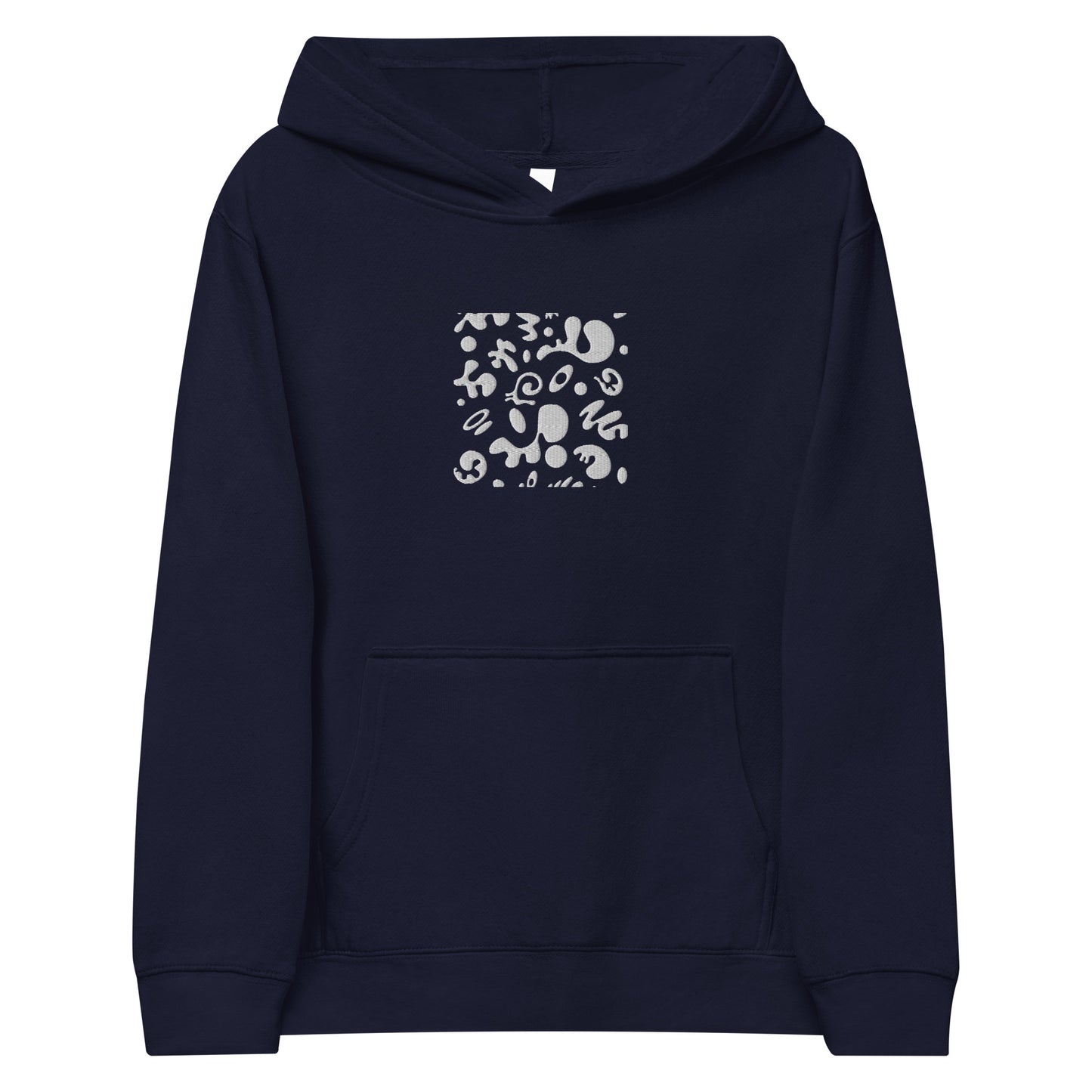 Adorn'd Kids Fleece Hoodie w Embroidered Front + Back Print - Starlight White