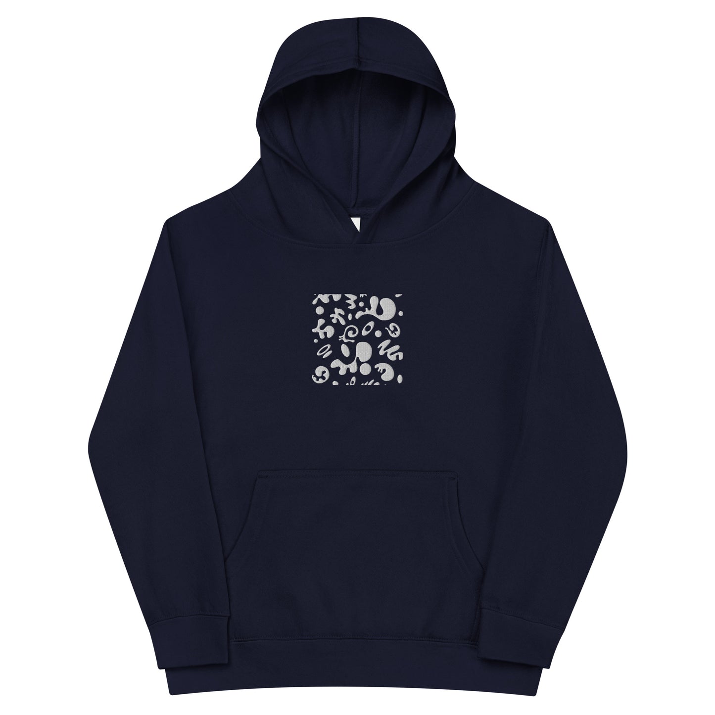 Adorn'd Kids Fleece Hoodie w Embroidered Front + Back Print - Starlight White