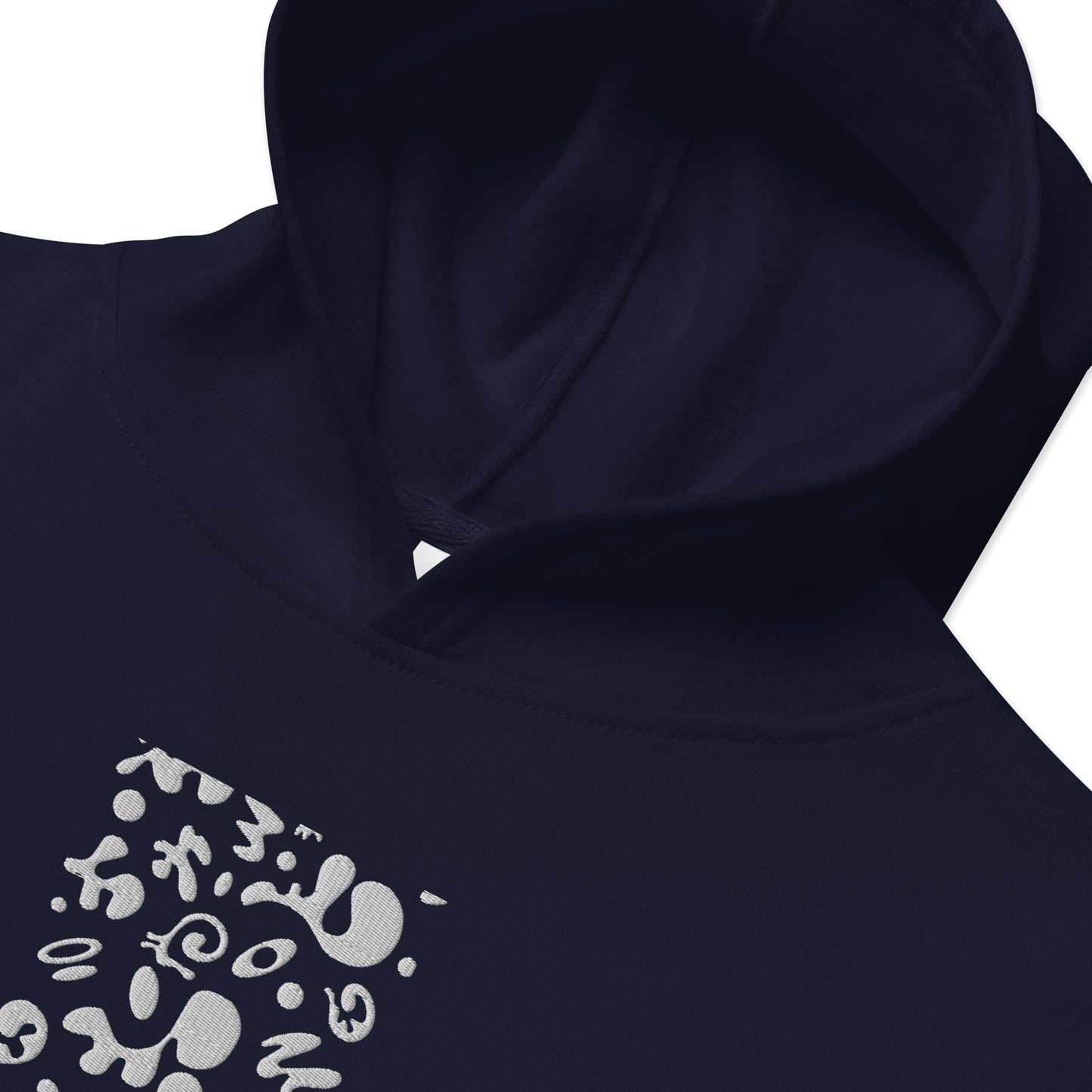 Adorn'd Kids Fleece Hoodie w Embroidered Front + Back Print - Starlight White
