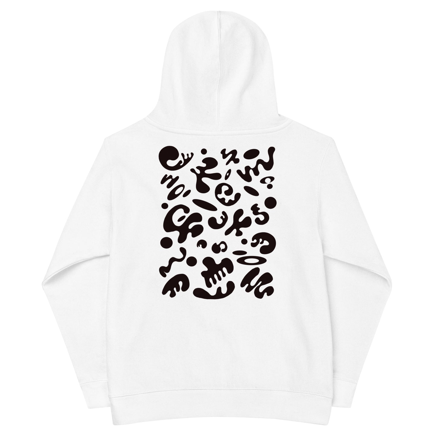 Adorn'd Kids Fleece Hoodie w Embroidered Front + Back Print - Smoke Signal Black
