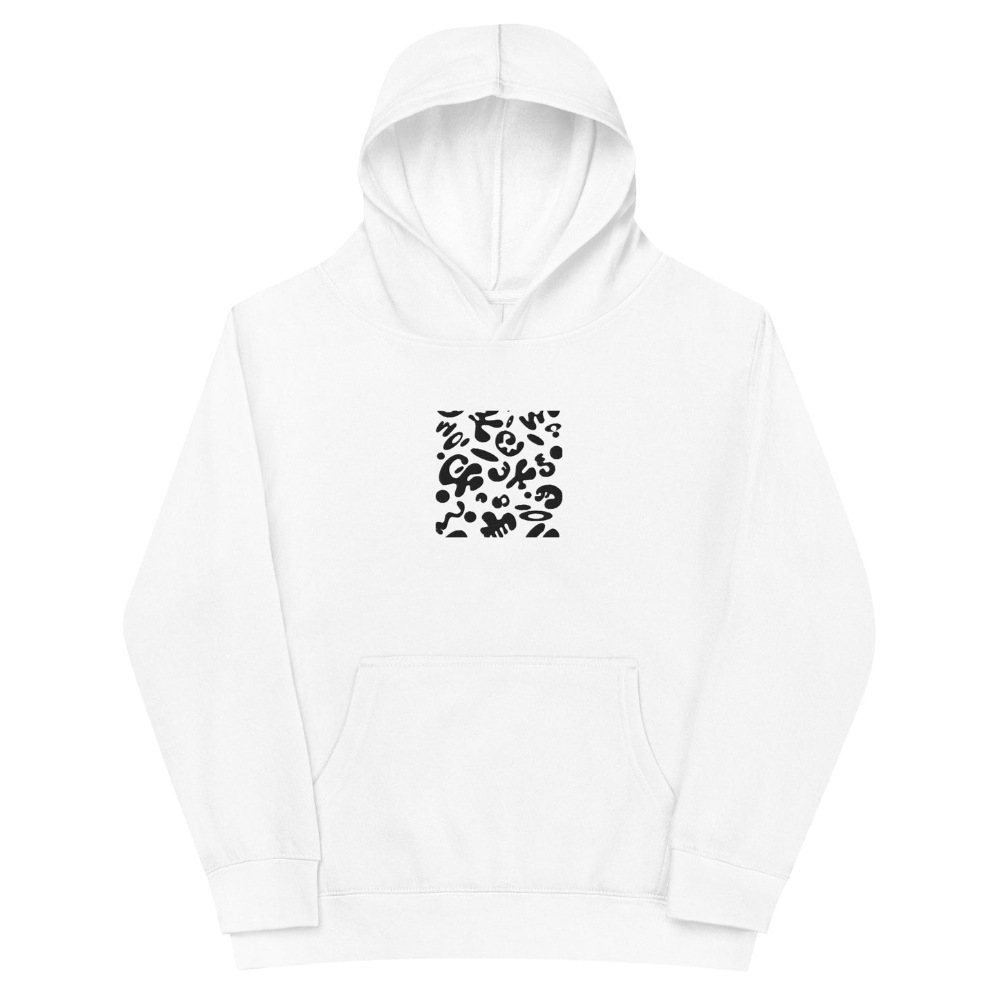 Adorn'd Kids Fleece Hoodie w Embroidered Front + Back Print - Smoke Signal Black
