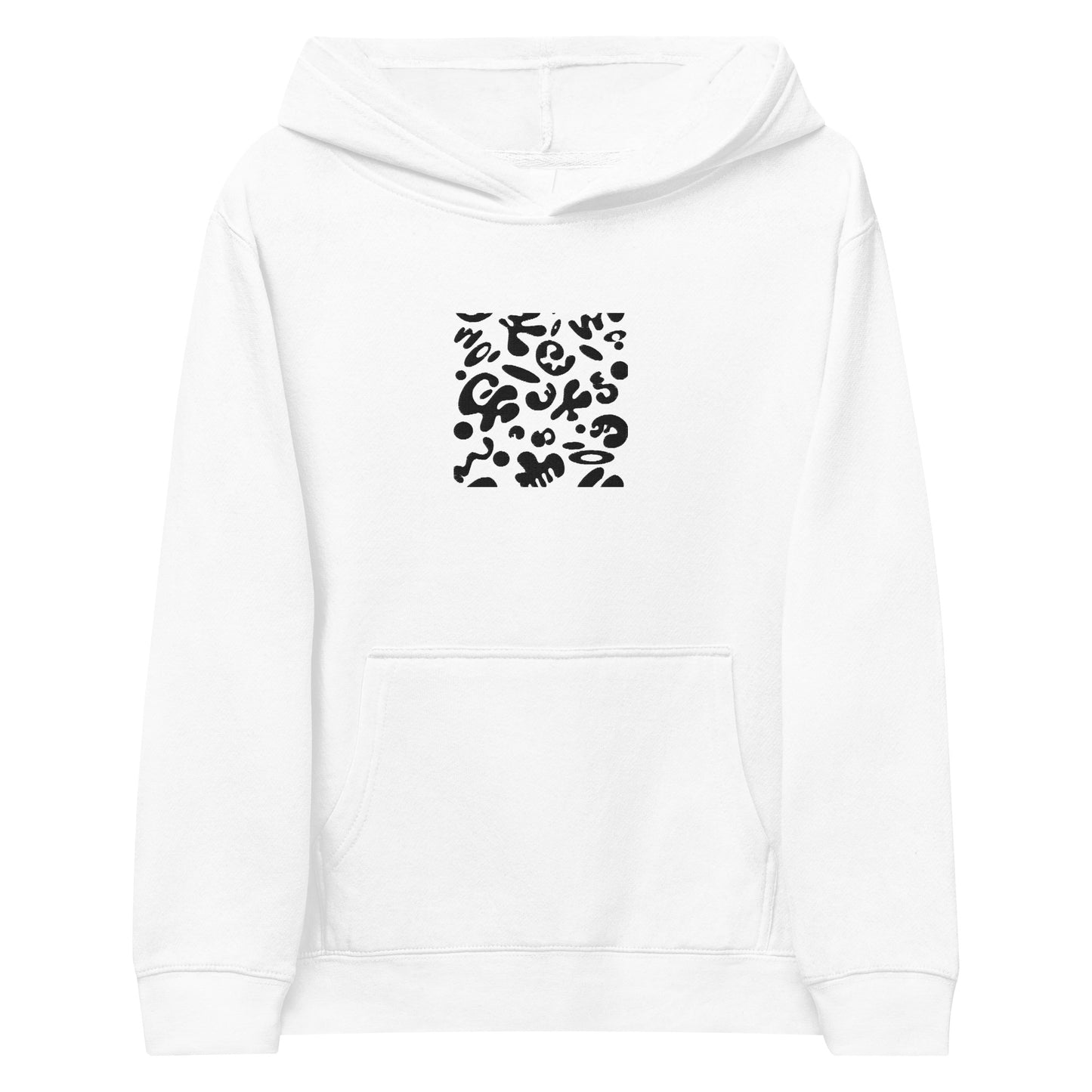 Adorn'd Kids Fleece Hoodie w Embroidered Front + Back Print - Smoke Signal Black
