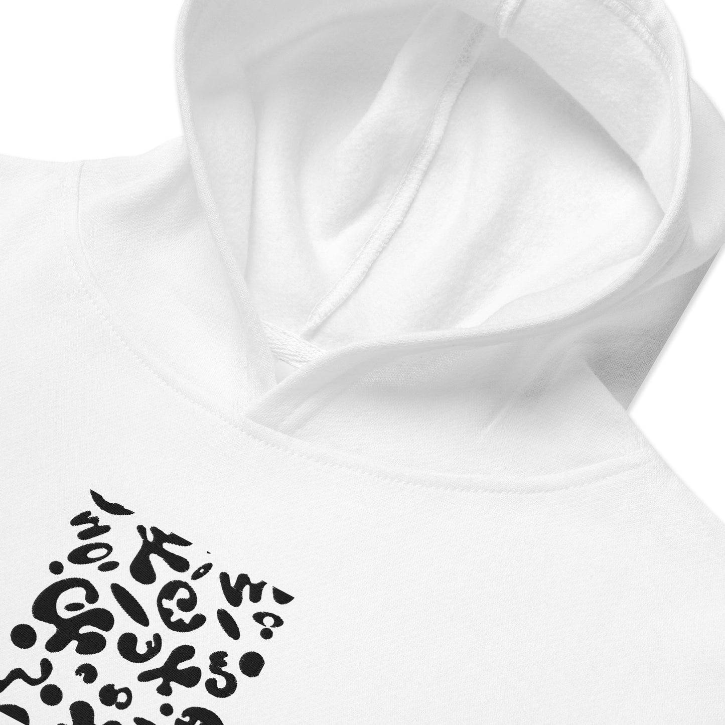 Adorn'd Kids Fleece Hoodie w Embroidered Front + Back Print - Smoke Signal Black