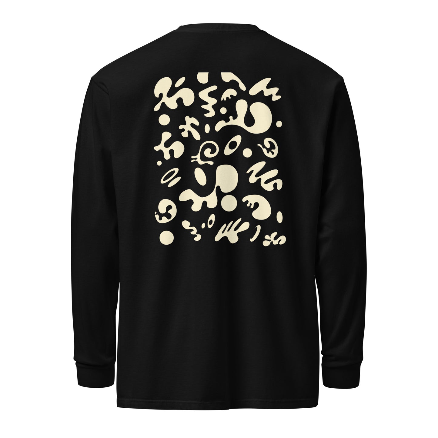 Jaha Logo Garment-Dyed Heavyweight Long Sleeve T Shirt w Embroidered Left Chest & Back Print - Blank Page White
