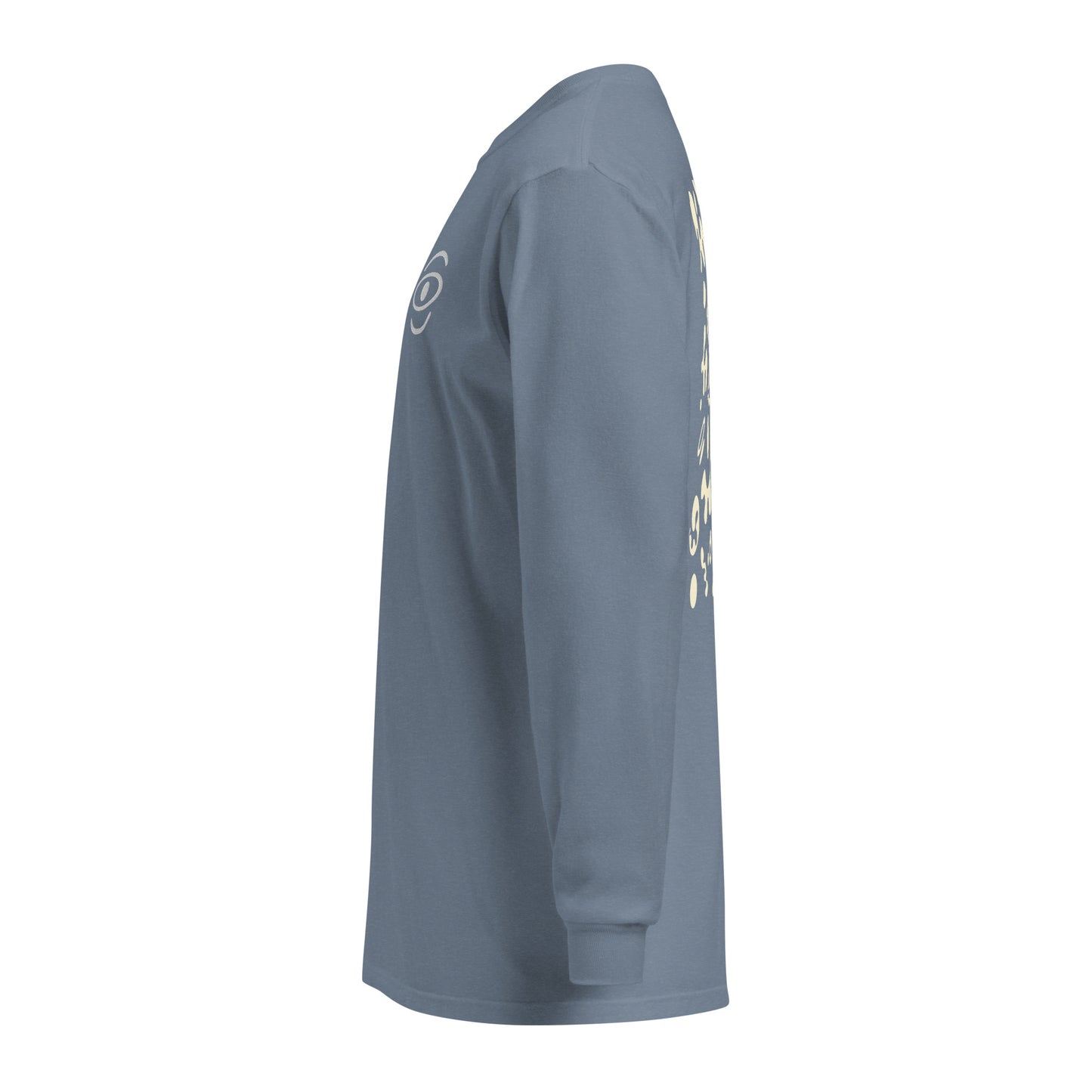 Jaha Logo Garment-Dyed Heavyweight Long Sleeve T Shirt w Embroidered Left Chest & Back Print - Blank Page White