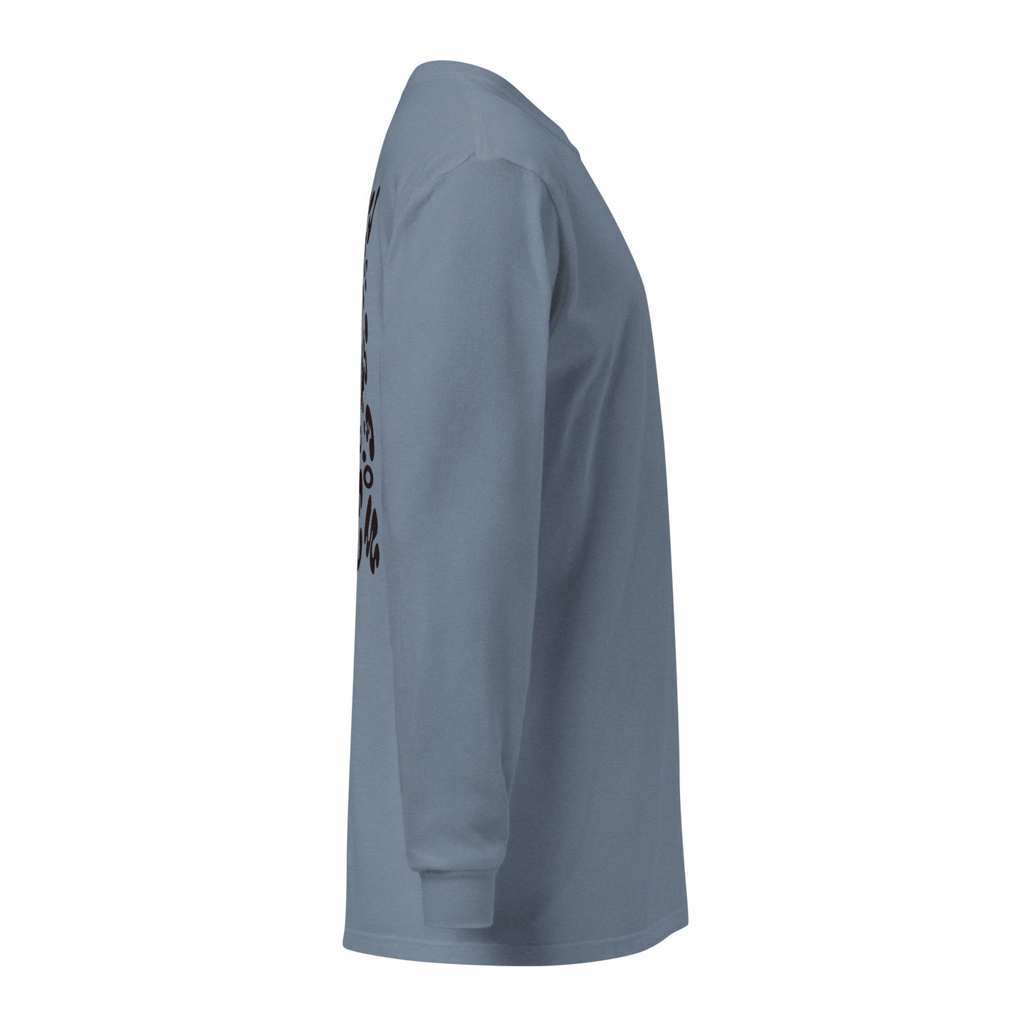 Jaha Logo Garment-Dyed Heavyweight Long Sleeve T Shirt w Embroidered Left Chest & Back Print - Smoke Signal Black