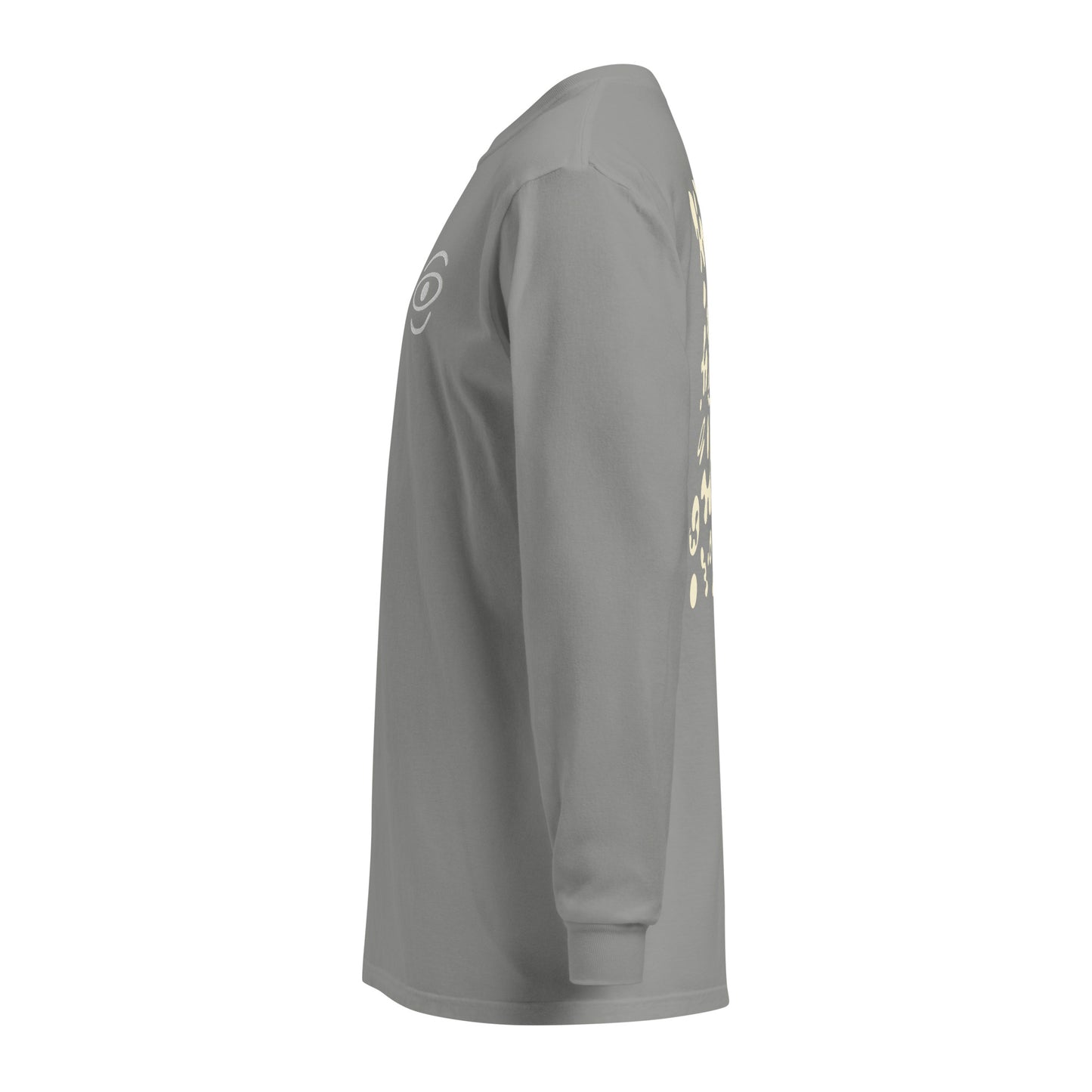 Jaha Logo Garment-Dyed Heavyweight Long Sleeve T Shirt w Embroidered Left Chest & Back Print - Blank Page White
