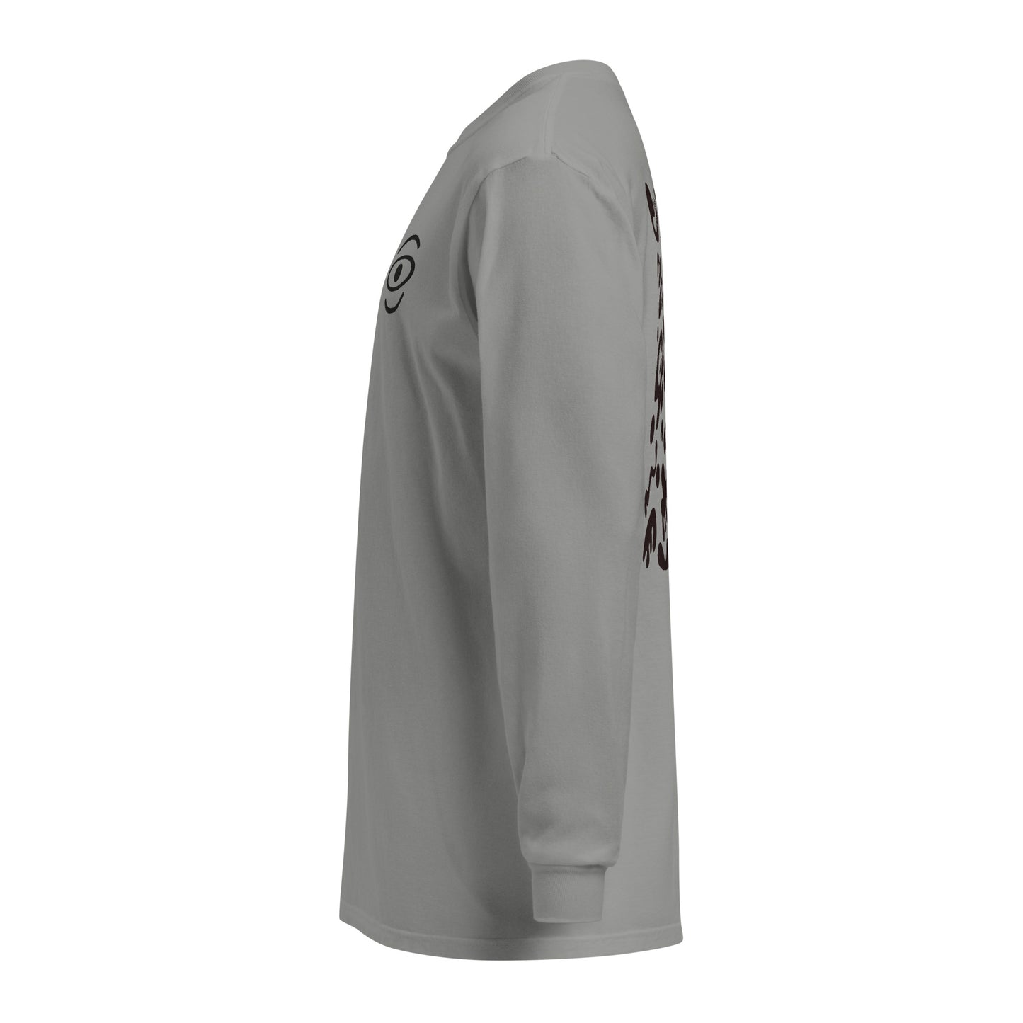 Jaha Logo Garment-Dyed Heavyweight Long Sleeve T Shirt w Embroidered Left Chest & Back Print - Smoke Signal Black