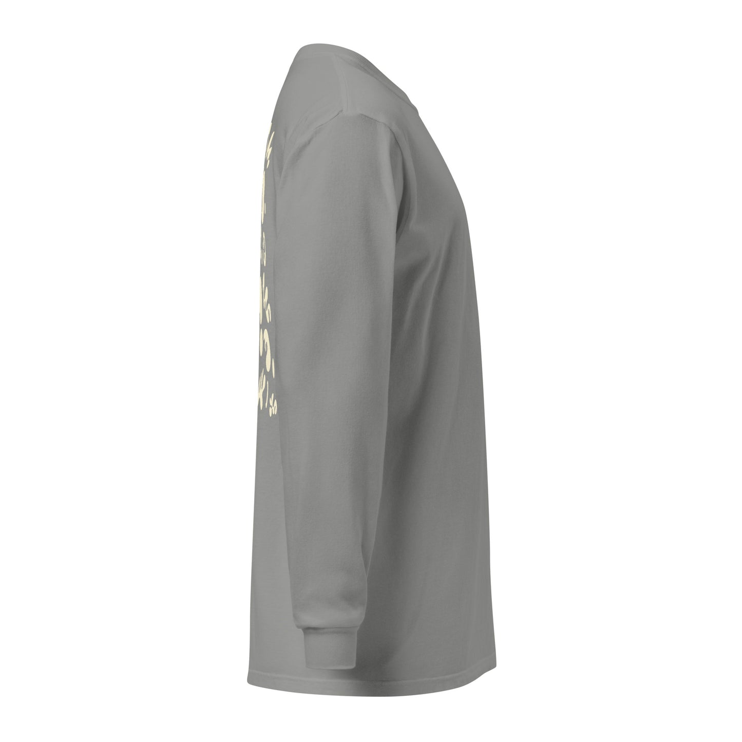 Jaha Logo Garment-Dyed Heavyweight Long Sleeve T Shirt w Embroidered Left Chest & Back Print - Blank Page White