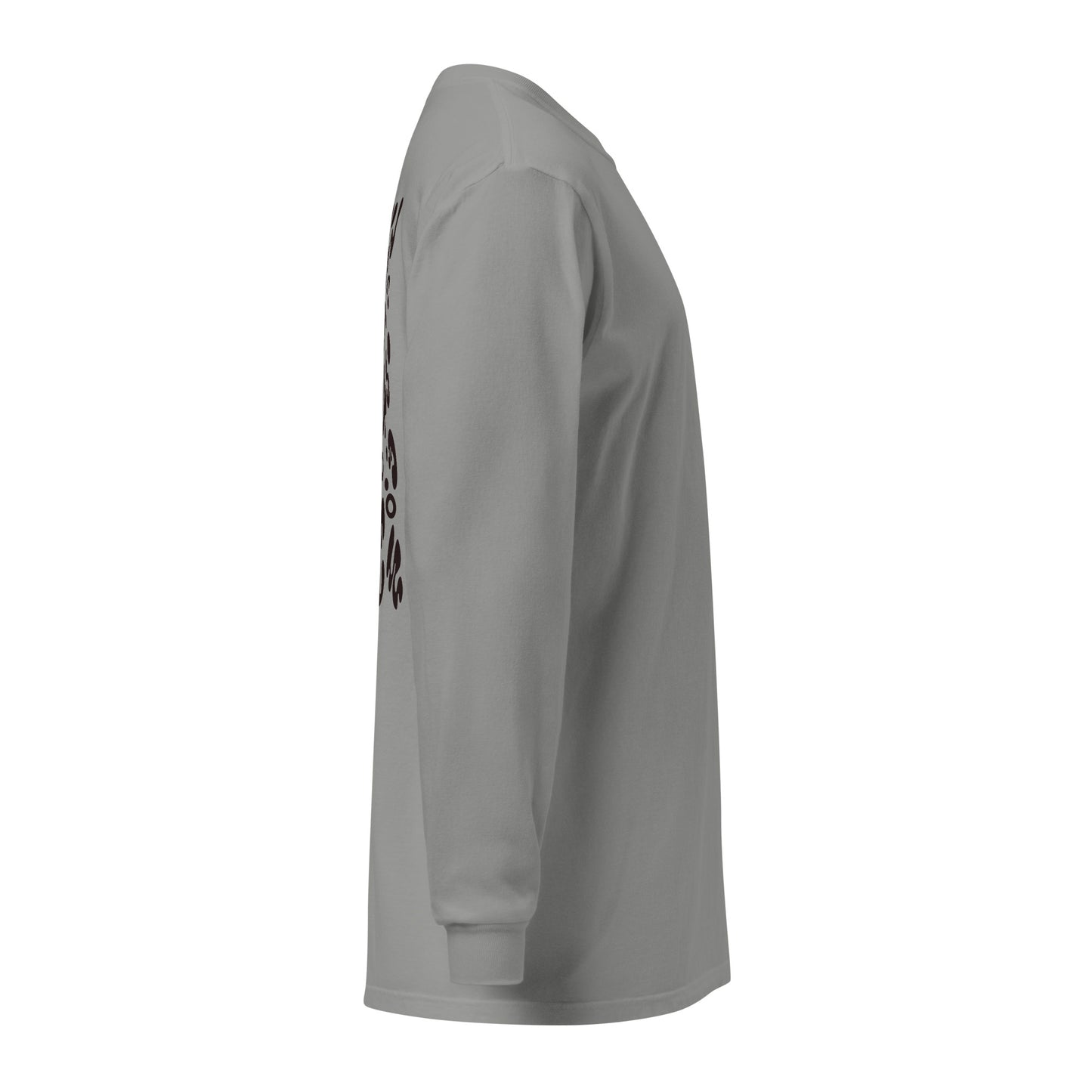 Jaha Logo Garment-Dyed Heavyweight Long Sleeve T Shirt w Embroidered Left Chest & Back Print - Smoke Signal Black