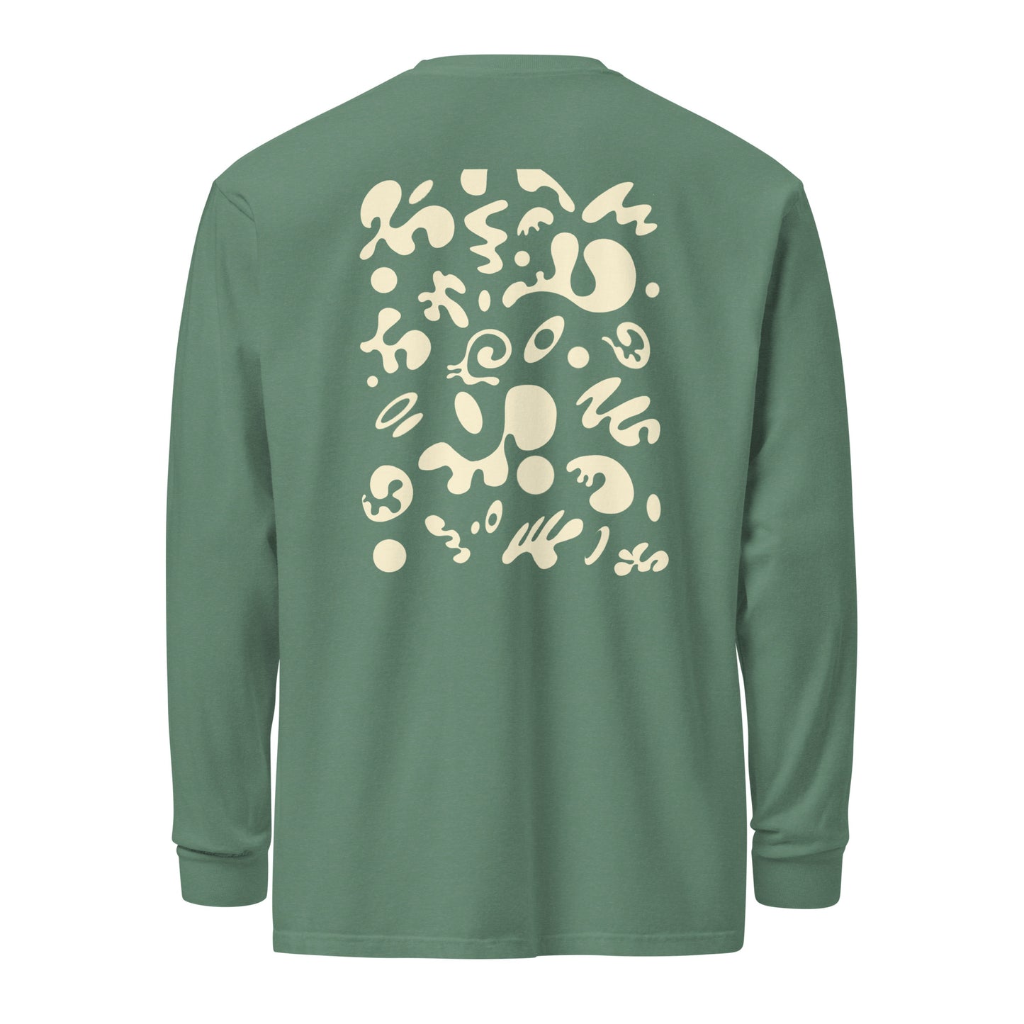 Jaha Logo Garment-Dyed Heavyweight Long Sleeve T Shirt w Embroidered Left Chest & Back Print - Blank Page White