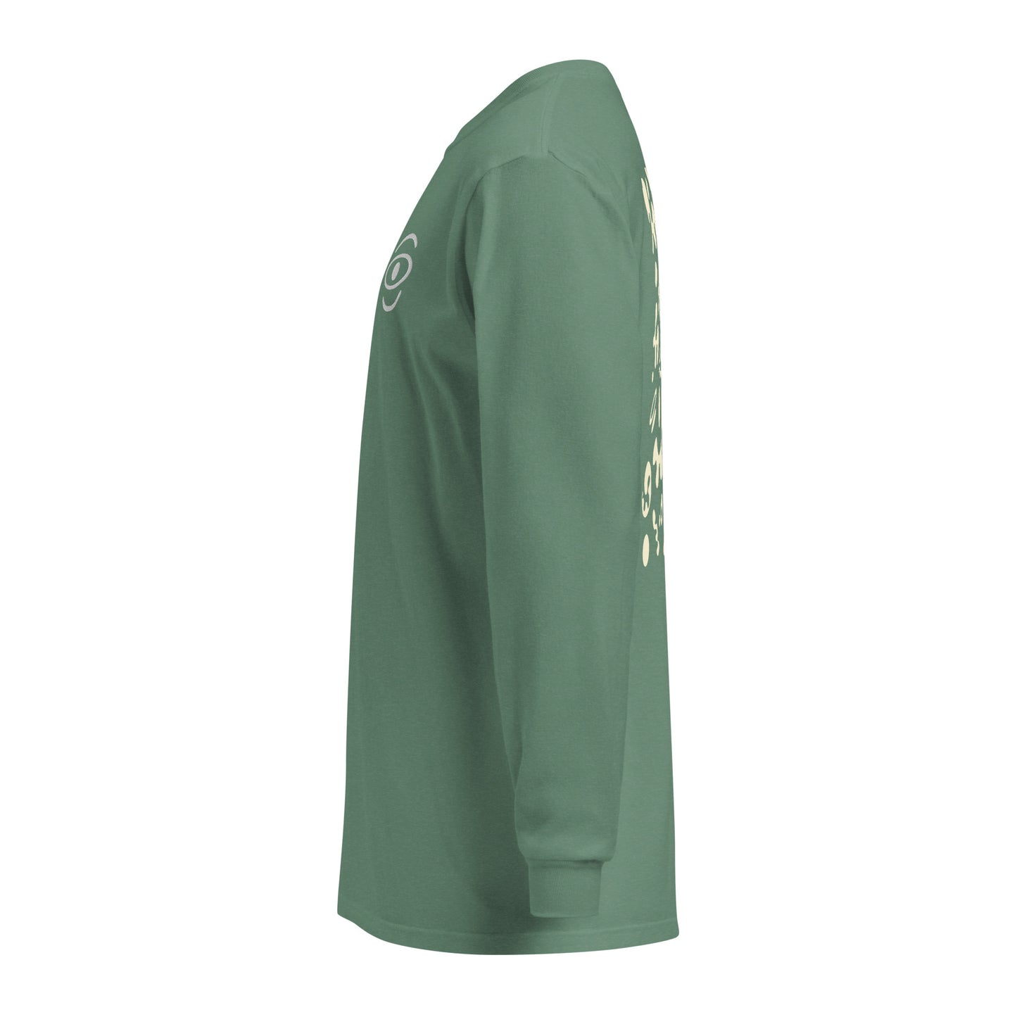 Jaha Logo Garment-Dyed Heavyweight Long Sleeve T Shirt w Embroidered Left Chest & Back Print - Blank Page White