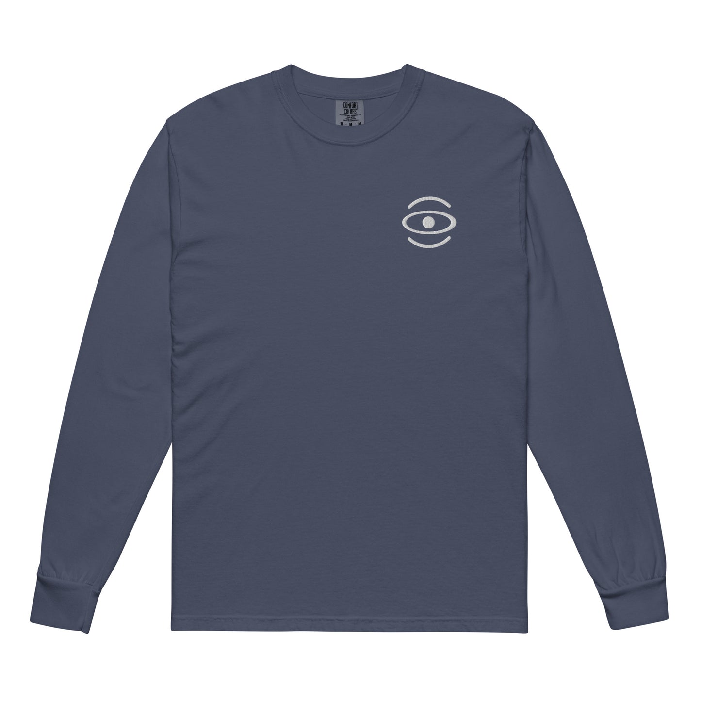 Jaha Logo Garment-Dyed Heavyweight Long Sleeve T Shirt w Embroidered Left Chest & Back Print - Blank Page White