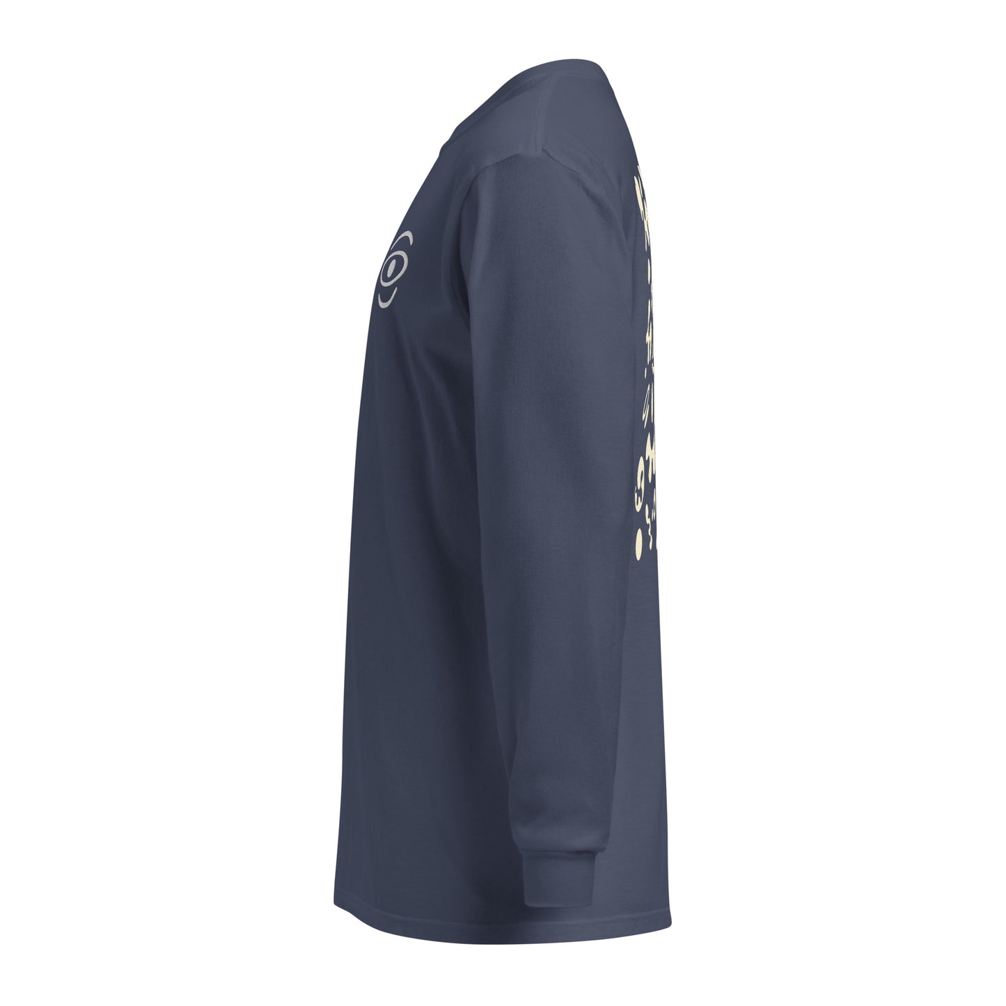 Jaha Logo Garment-Dyed Heavyweight Long Sleeve T Shirt w Embroidered Left Chest & Back Print - Blank Page White