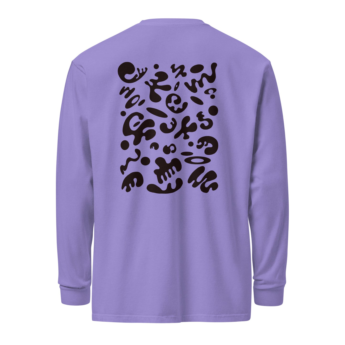 Jaha Logo Garment-Dyed Heavyweight Long Sleeve T Shirt w Embroidered Left Chest & Back Print - Smoke Signal Black