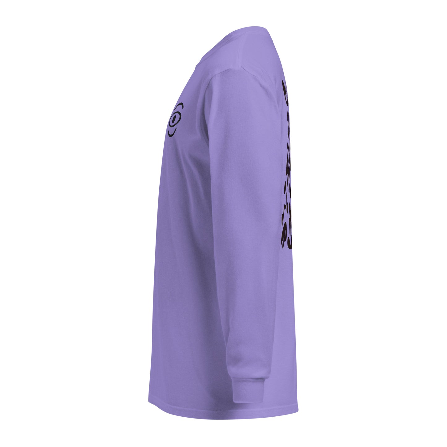 Jaha Logo Garment-Dyed Heavyweight Long Sleeve T Shirt w Embroidered Left Chest & Back Print - Smoke Signal Black