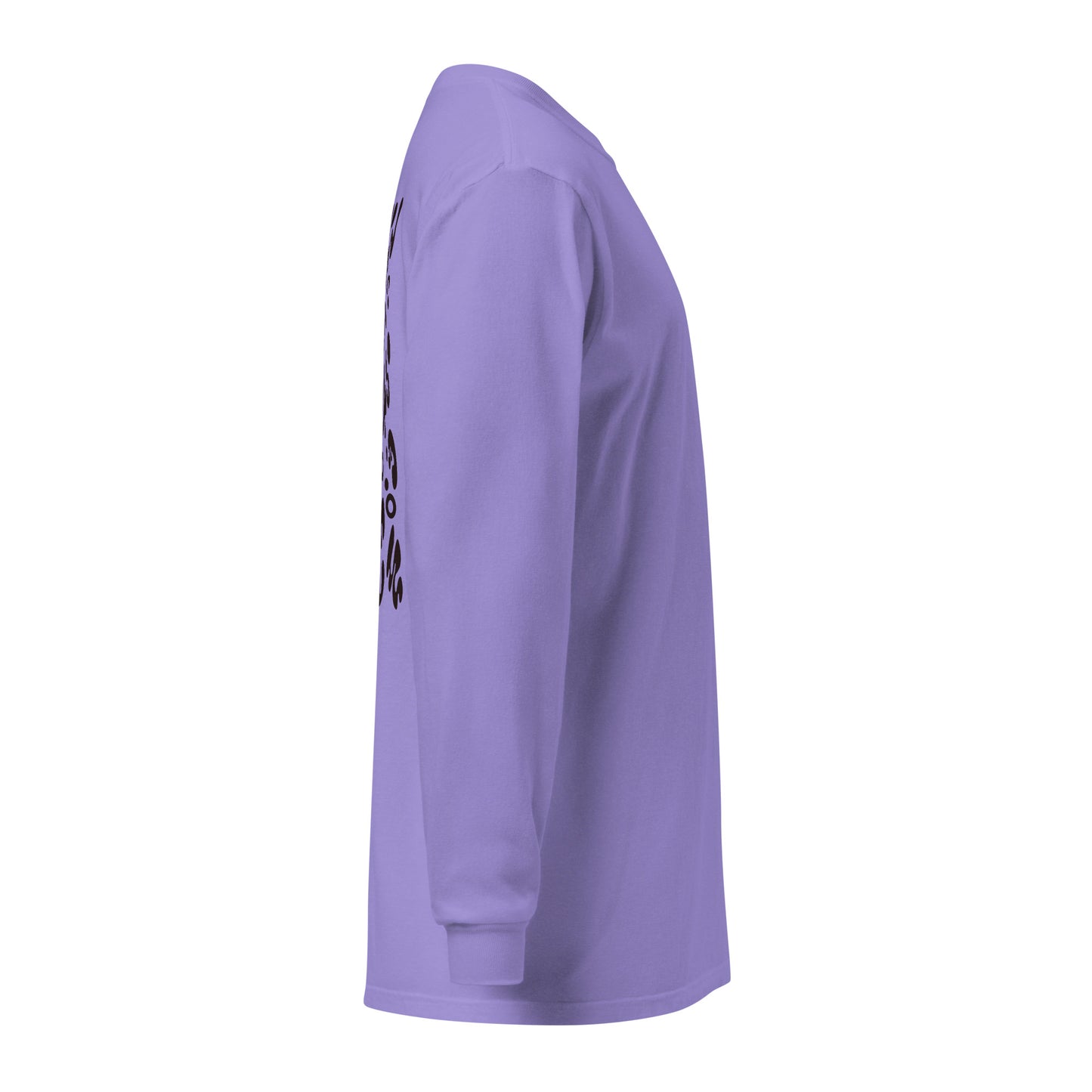 Jaha Logo Garment-Dyed Heavyweight Long Sleeve T Shirt w Embroidered Left Chest & Back Print - Smoke Signal Black
