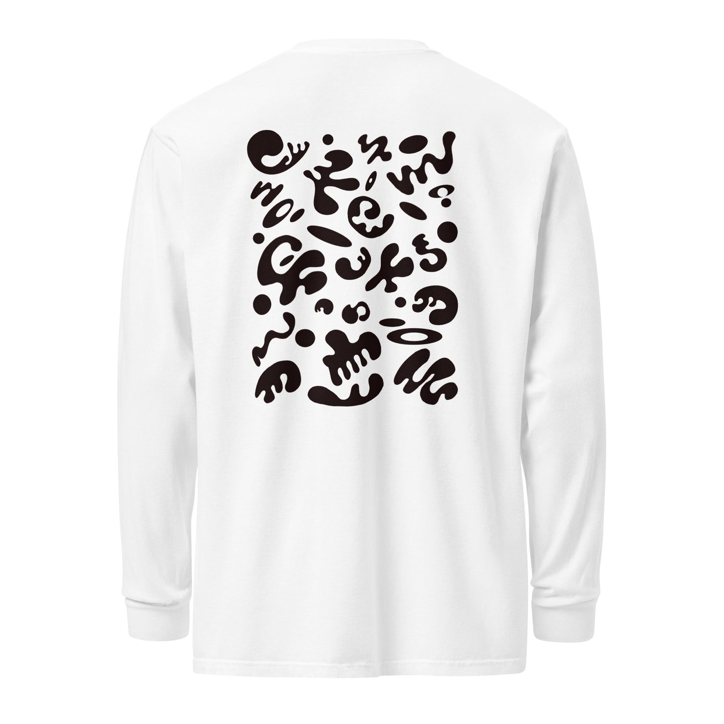 Jaha Logo Garment-Dyed Heavyweight Long Sleeve T Shirt w Embroidered Left Chest & Back Print - Smoke Signal Black