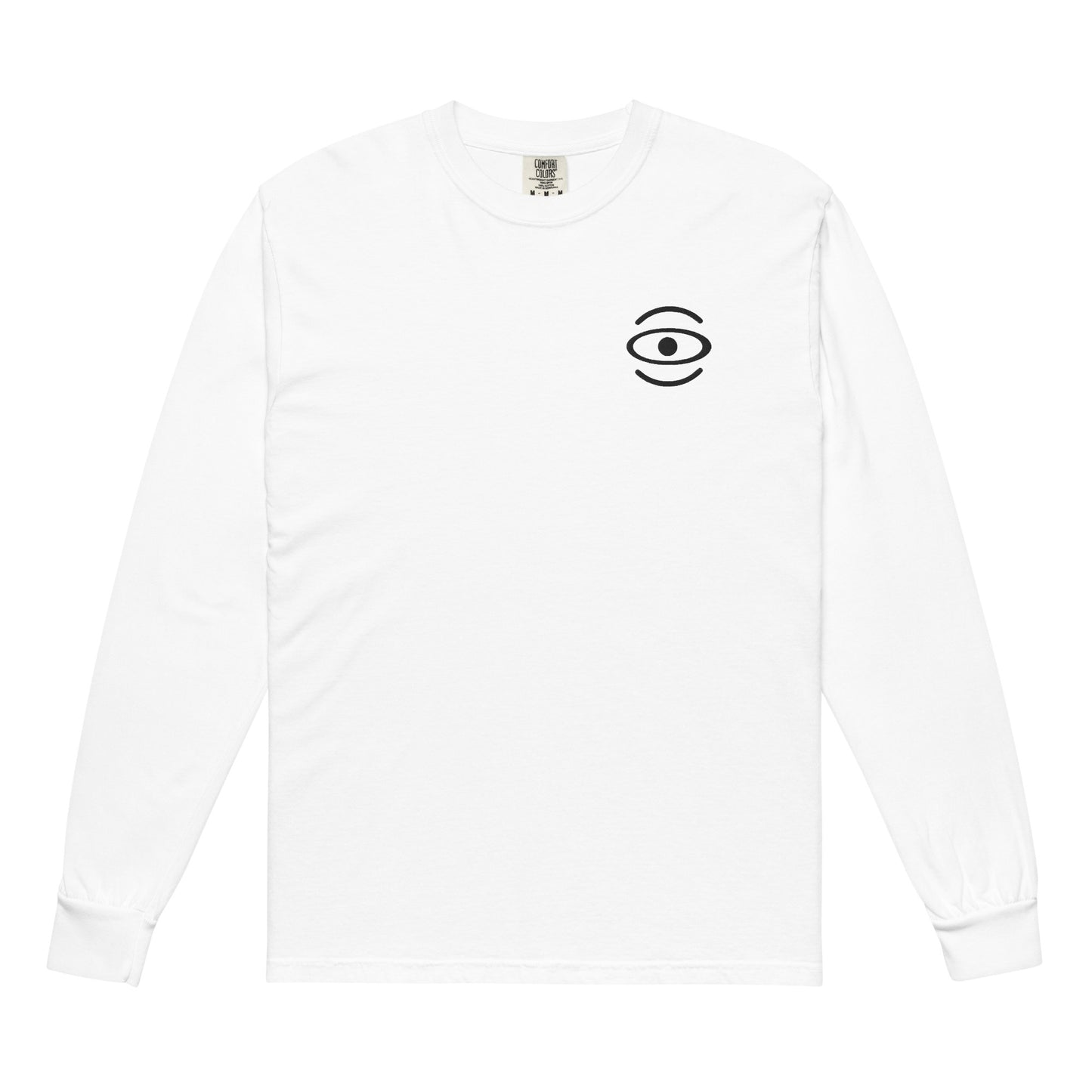 Jaha Logo Garment-Dyed Heavyweight Long Sleeve T Shirt w Embroidered Left Chest & Back Print - Smoke Signal Black
