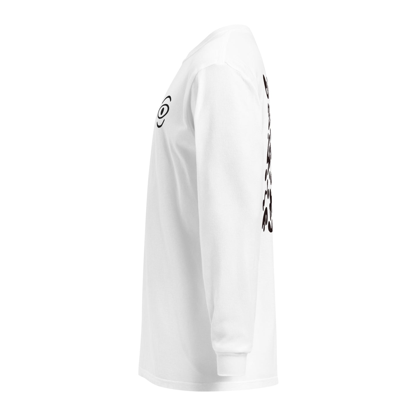 Jaha Logo Garment-Dyed Heavyweight Long Sleeve T Shirt w Embroidered Left Chest & Back Print - Smoke Signal Black