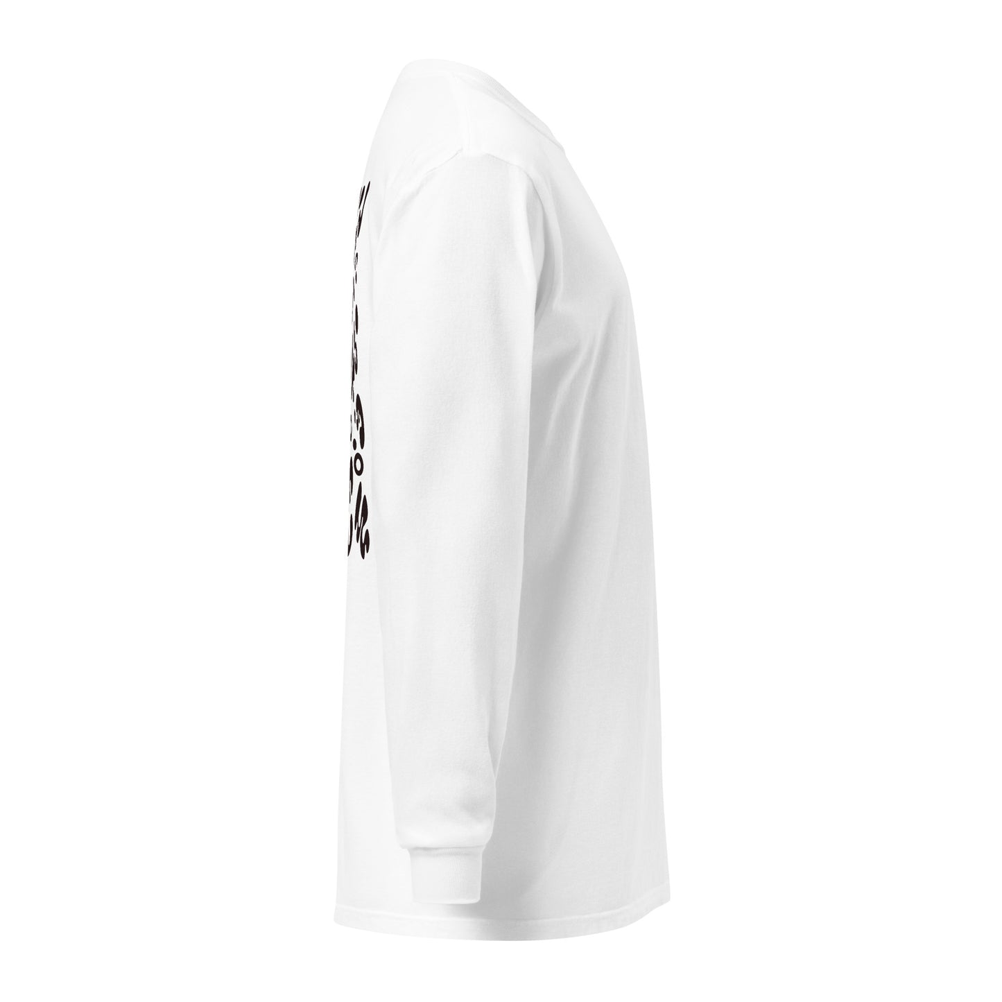 Jaha Logo Garment-Dyed Heavyweight Long Sleeve T Shirt w Embroidered Left Chest & Back Print - Smoke Signal Black