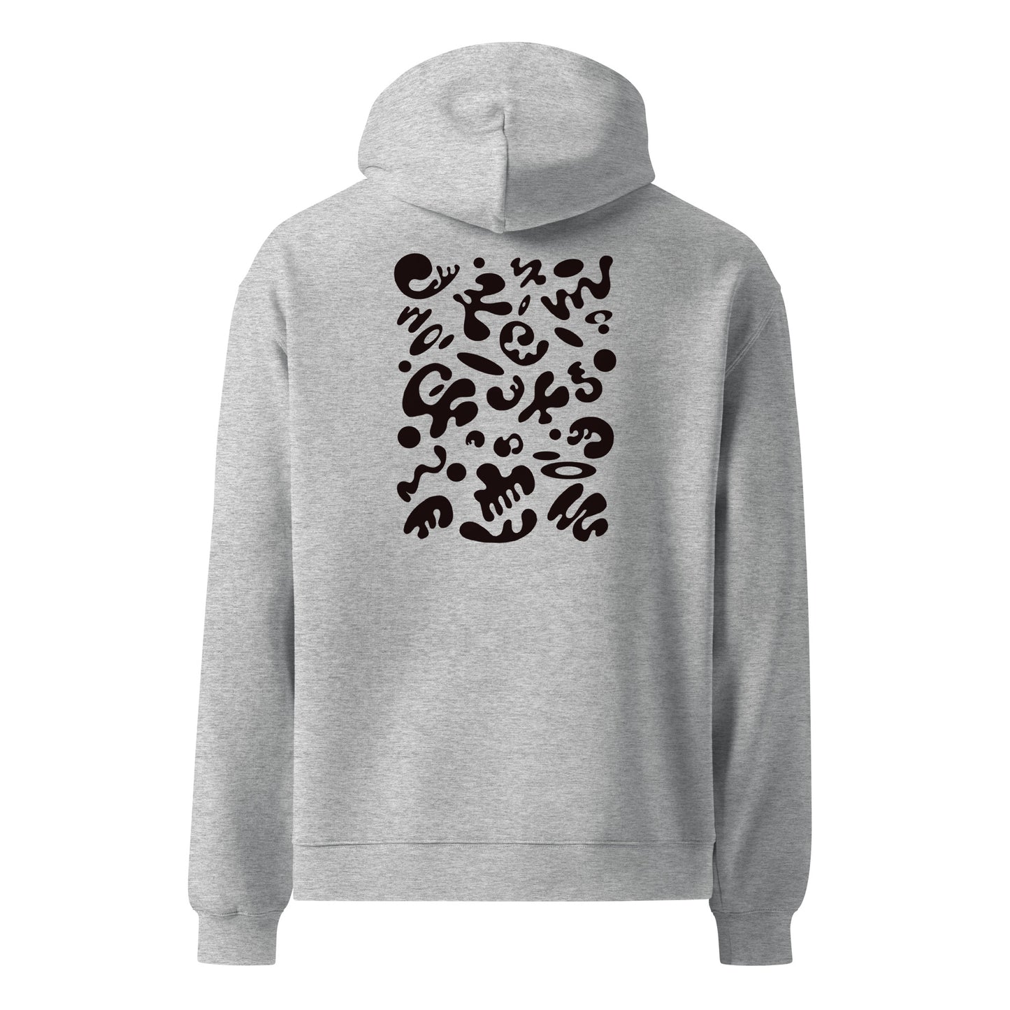 Adorn'd Unisex Oversized Hoodie w Embroidered Logo + Back Print - Smoke Signal Black