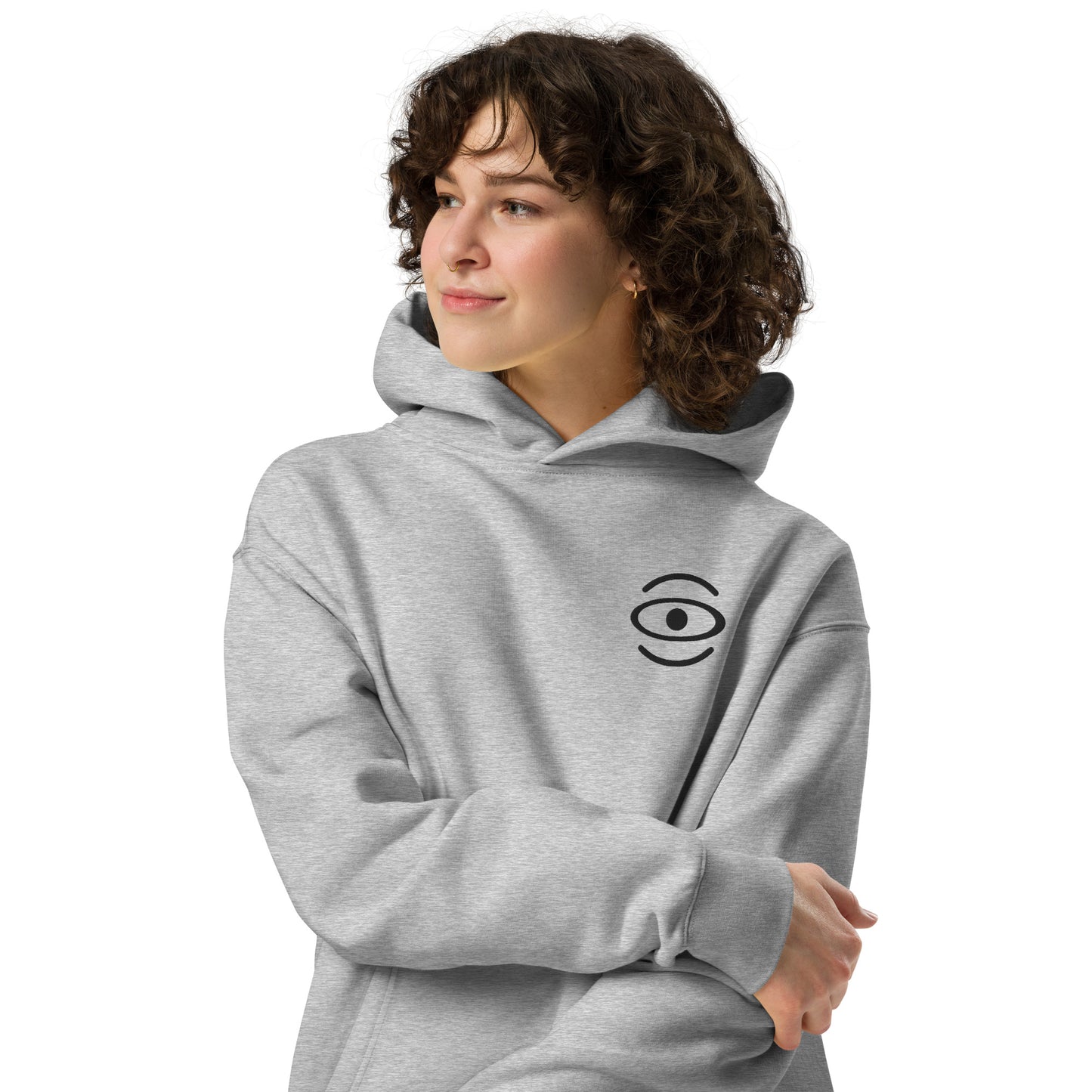 Adorn'd Unisex Oversized Hoodie w Embroidered Logo + Back Print - Smoke Signal Black
