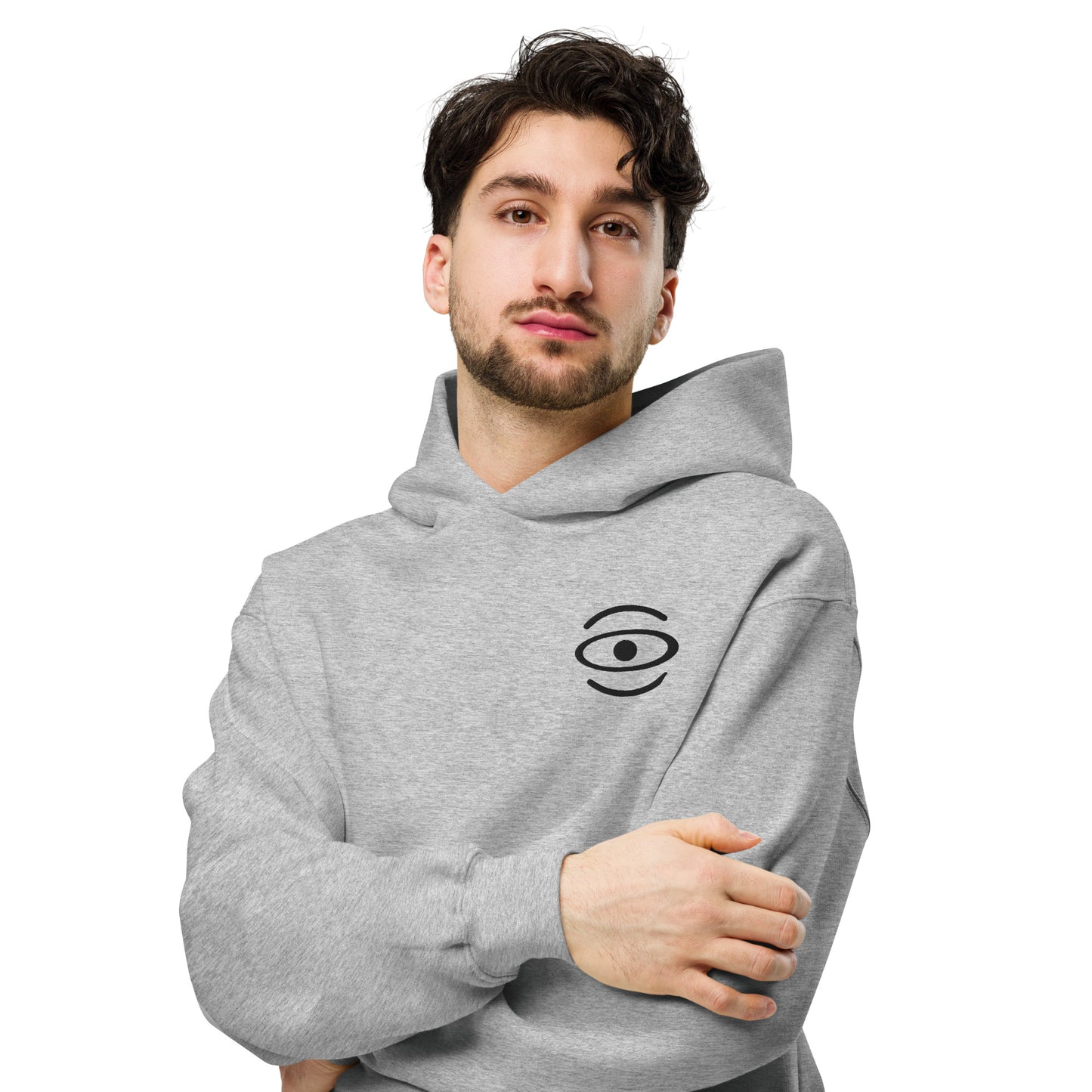 Adorn'd Unisex Oversized Hoodie w Embroidered Logo + Back Print - Smoke Signal Black