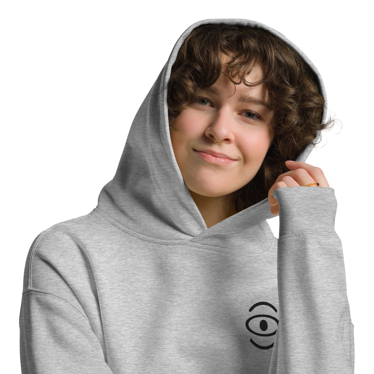 Adorn'd Unisex Oversized Hoodie w Embroidered Logo + Back Print - Smoke Signal Black